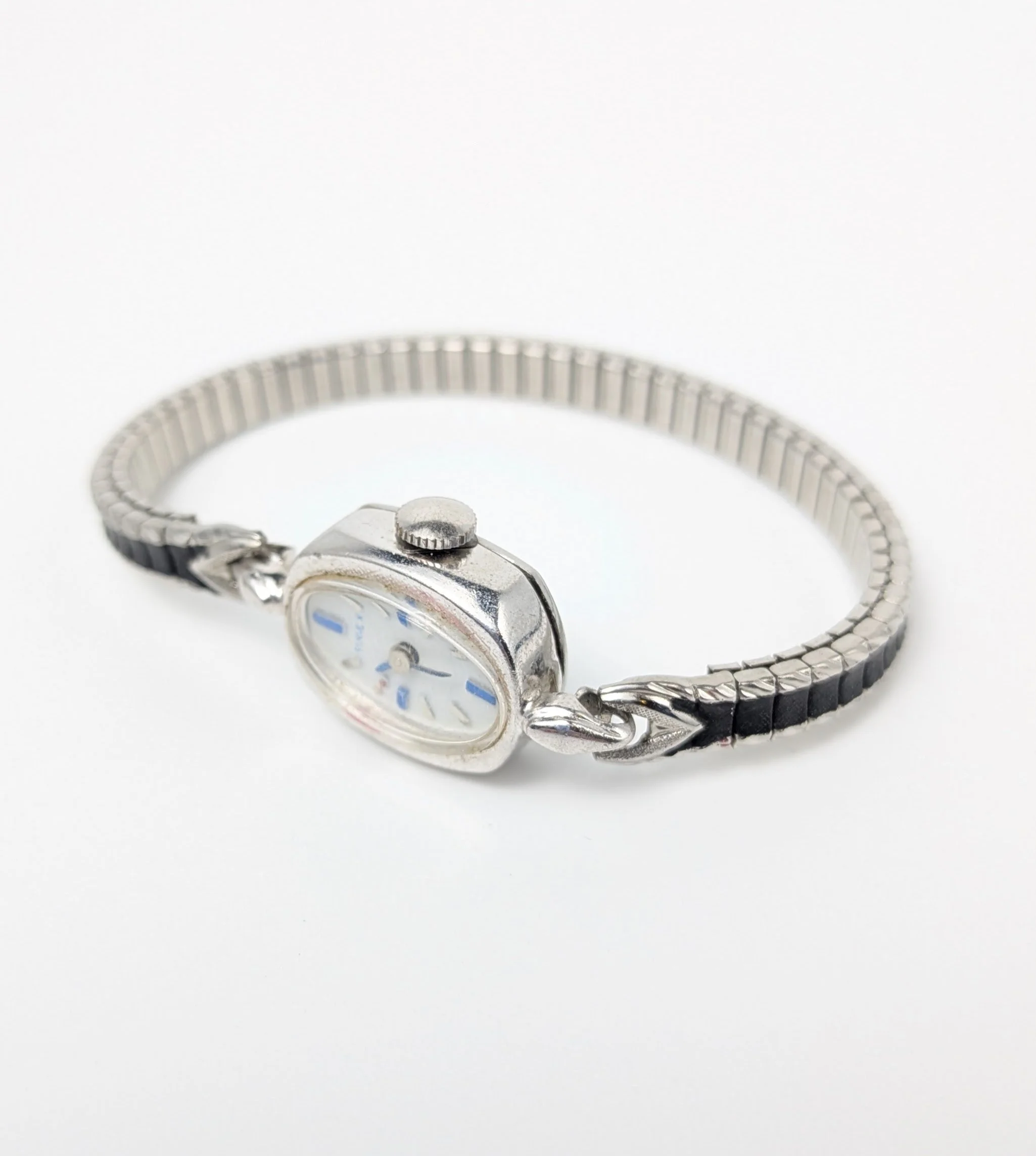 Timex Ladies Watch Silver Tone Blue Details Adjustable Band 1.jpg