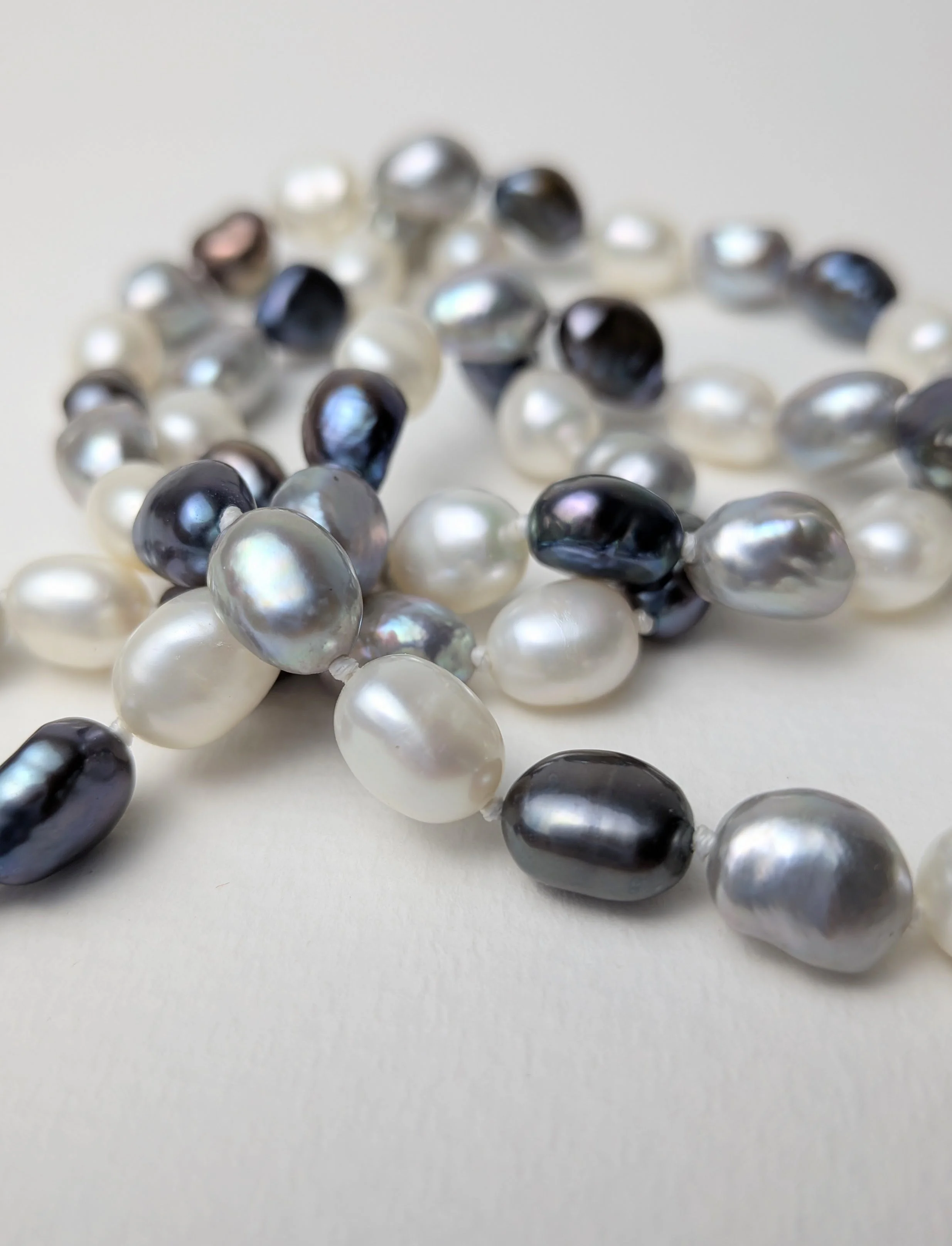 Sterling Freshwater Pearl Necklace Blue Silver White 2.jpg