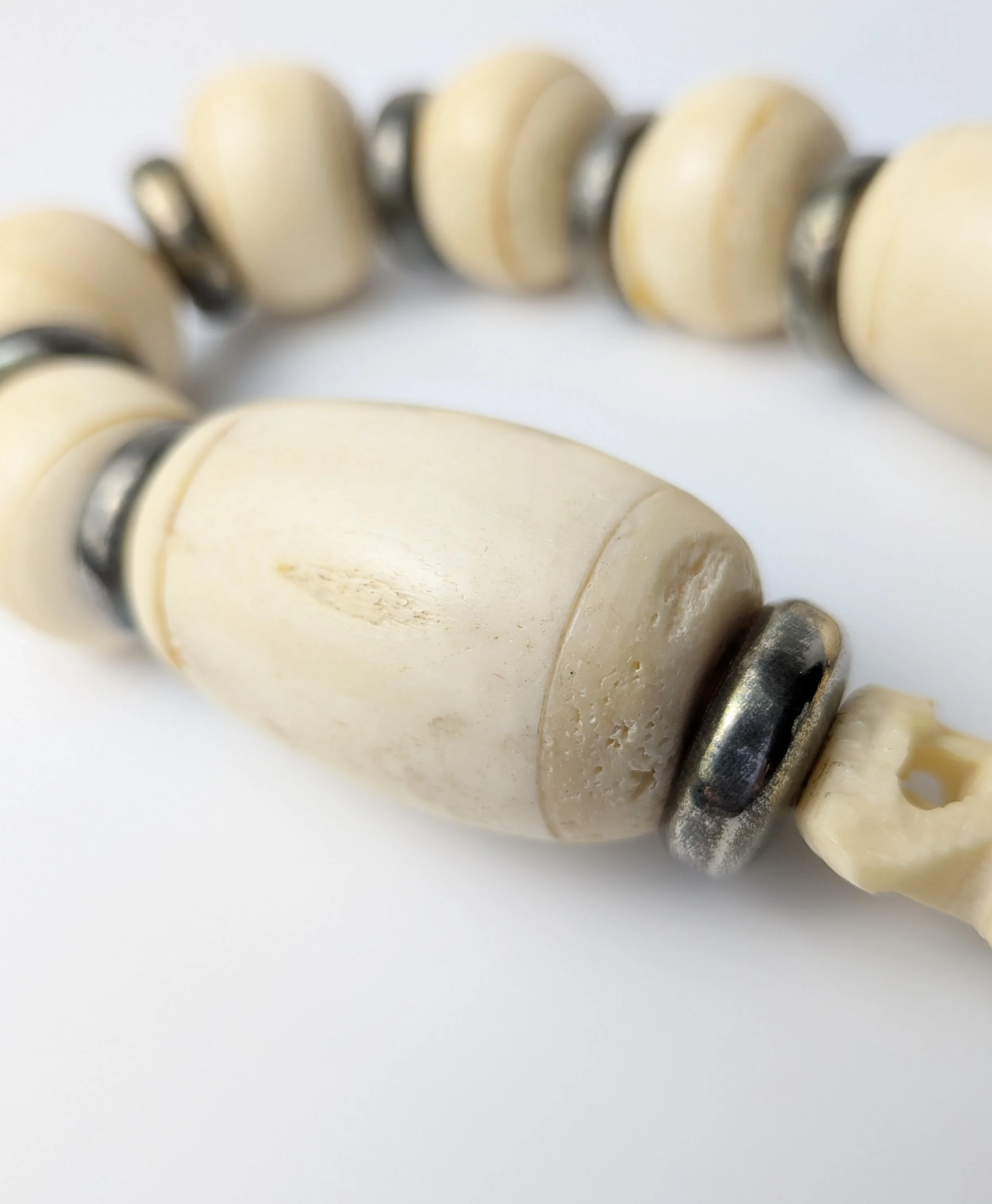 Carved Bovine Bone Necklace Elephants Safari Tribal Boho Statement 6.jpg