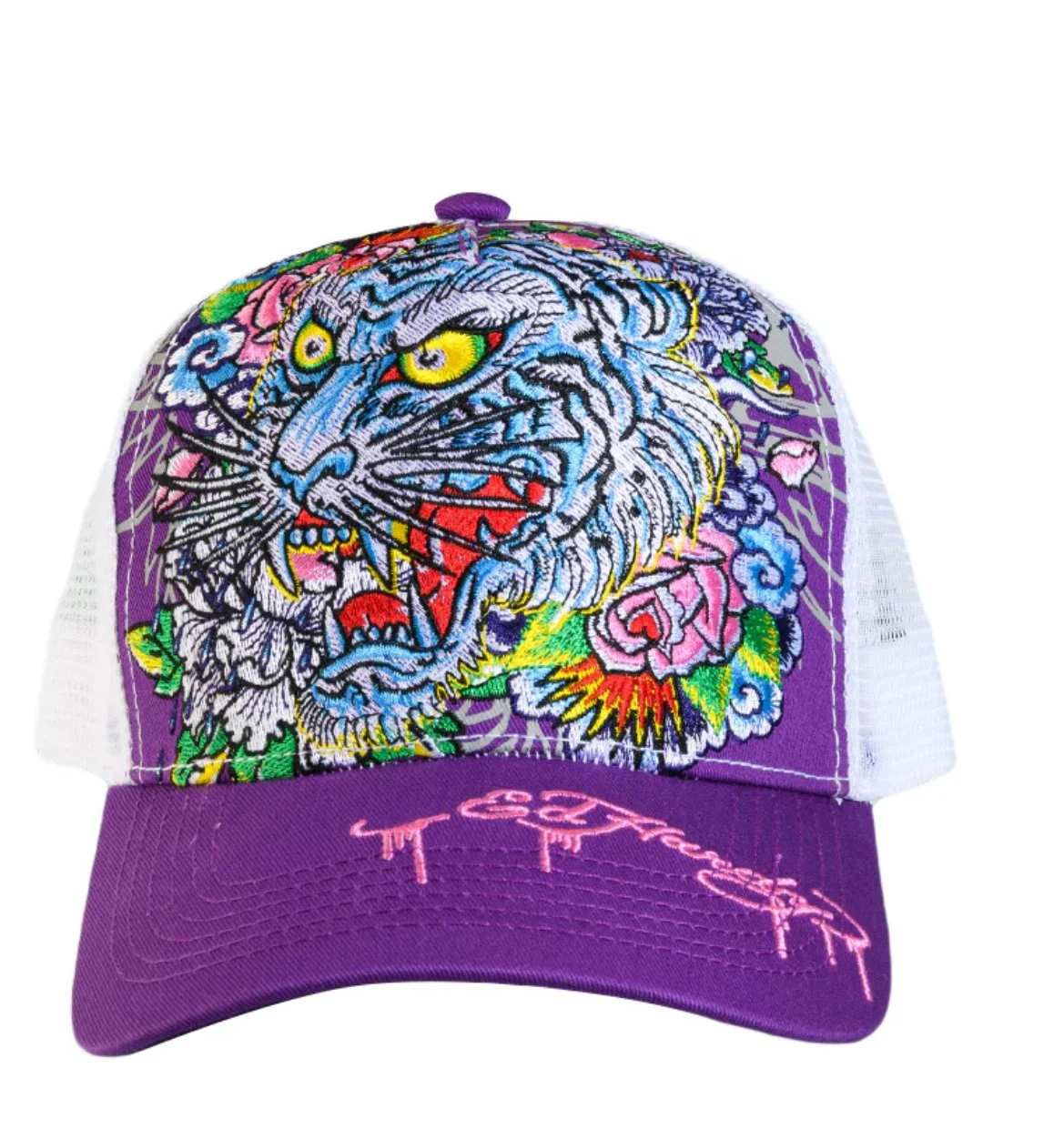 ED HARDY FLORAL TIGER TRUCKER HAT