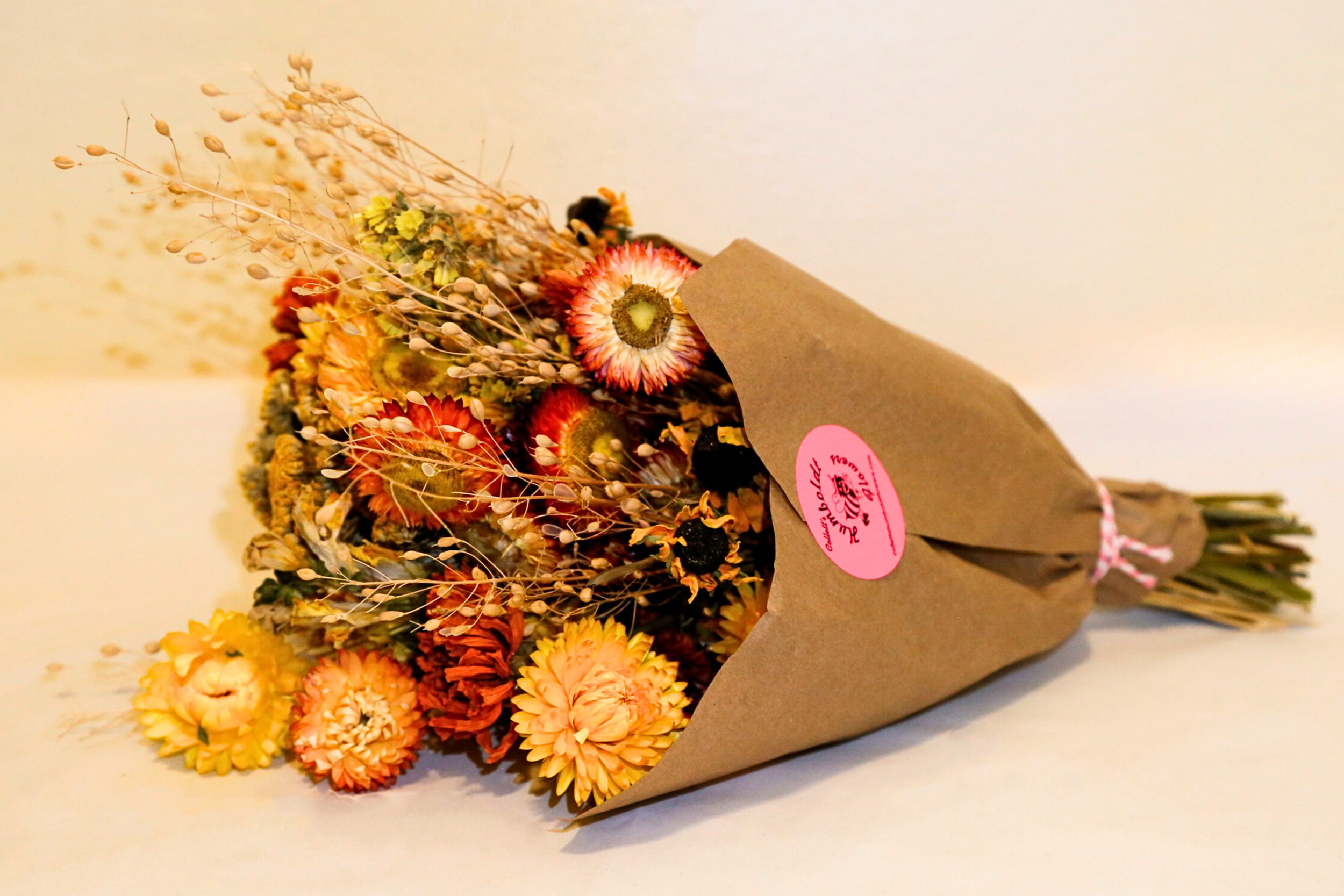 Yellow & Orange Dried Floral Bouquet - Large