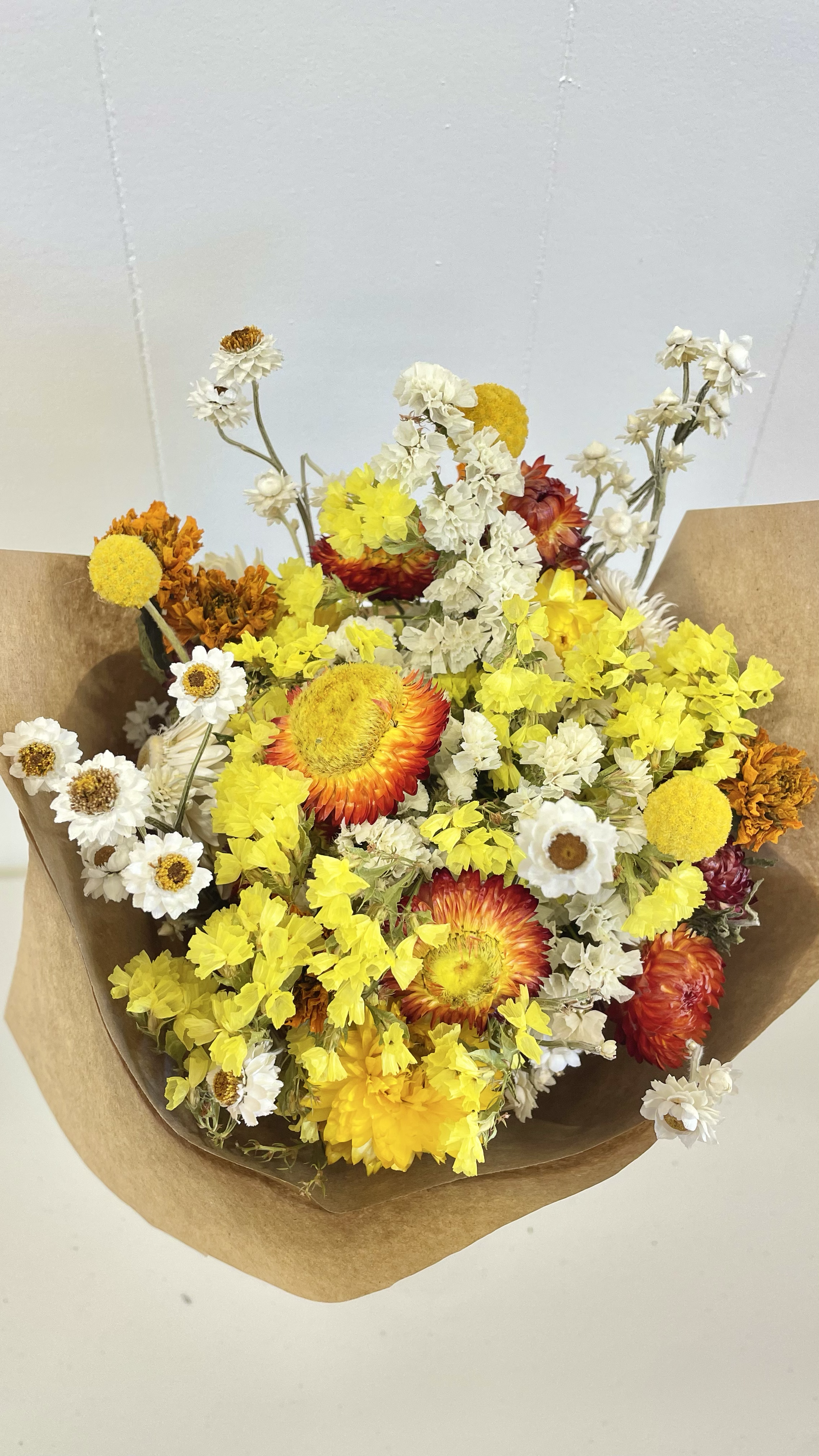 Yellow & Orange Dried Floral Bouquet - Large