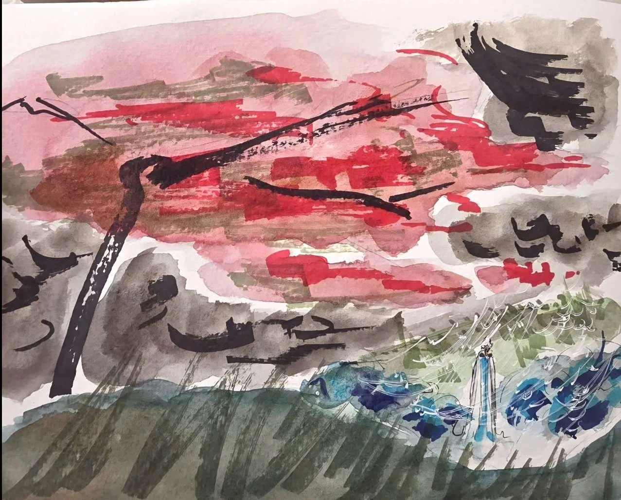 3 of 12 conceptual sketches of the world in 'The Selfish Giant' Surrounding the three spirits of Winter; 

Done in watercolor, Copic markers and pen.