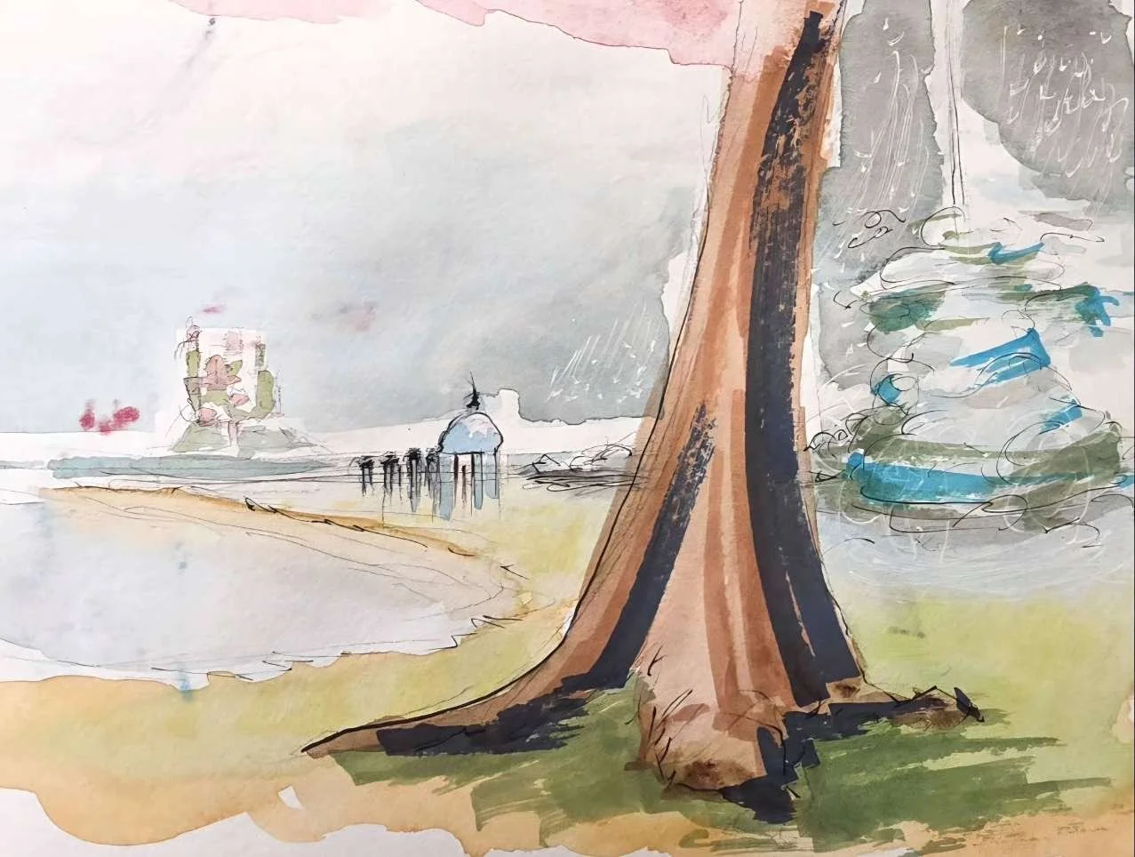 5 of 12 conceptual sketches of the world in 'The Selfish Giant' Surrounding the three spirits of Winter; 

Done in watercolor, Copic markers and pen.