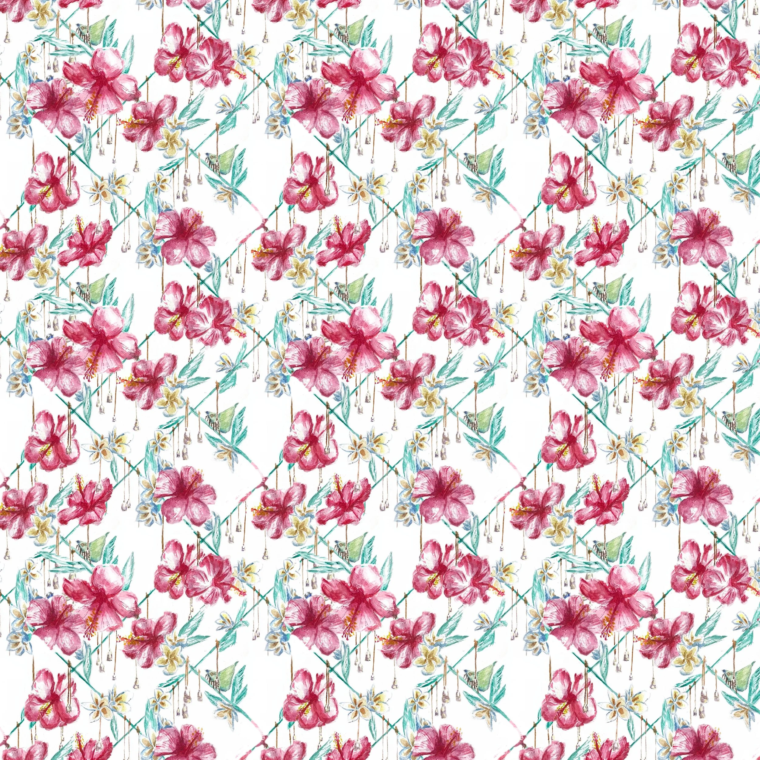 Floral prints done for textile commissioned by a friend for his fashion company; Watercolor (Variant 4