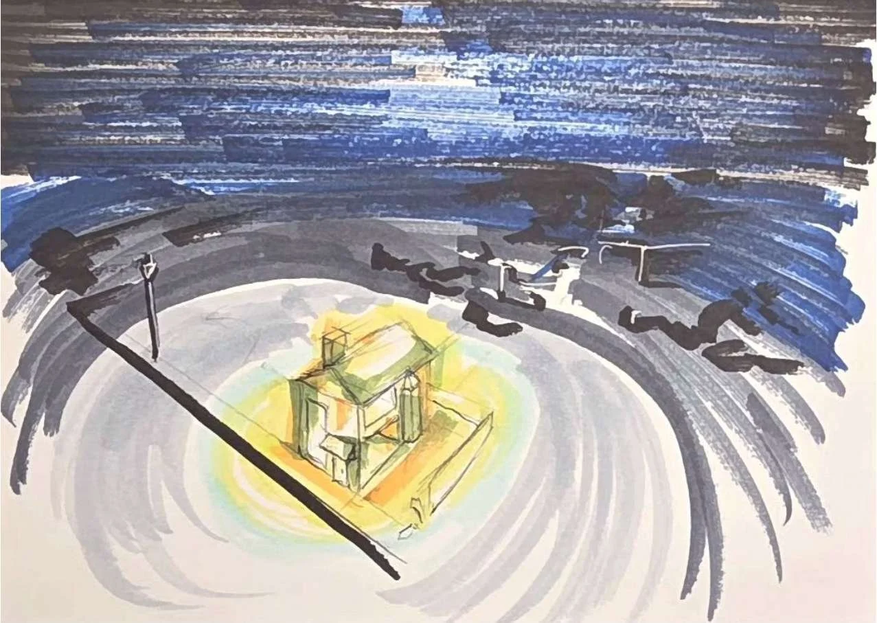 1 of 3 Conceptual sketches of the world of 'There will come soft rains'; 

series of concept art done in Copic markers.