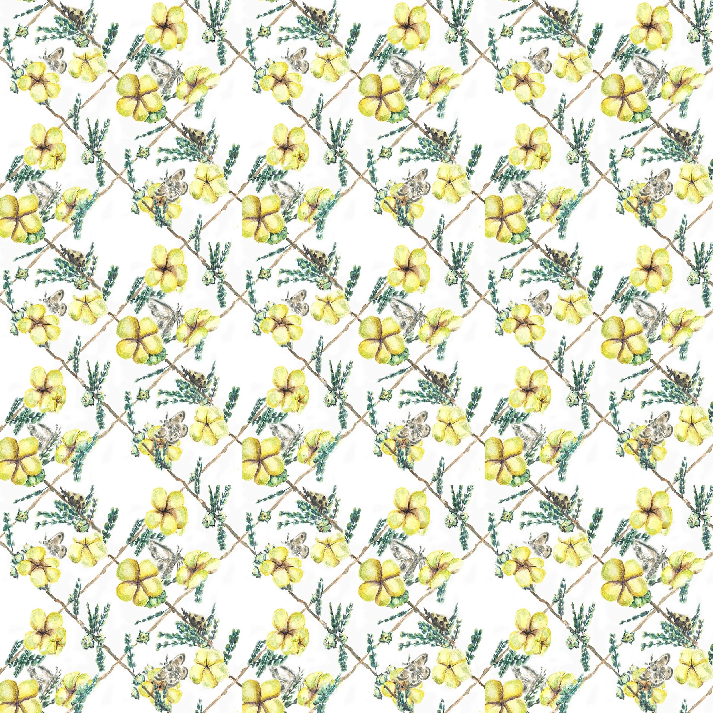 Floral prints done for textile commissioned by a friend for his fashion company; Watercolor (Variant 3