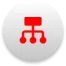 Icon of a family tree with three connected figures on a gray background.