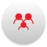 Icon of three connected people in a circle, representing a team or community