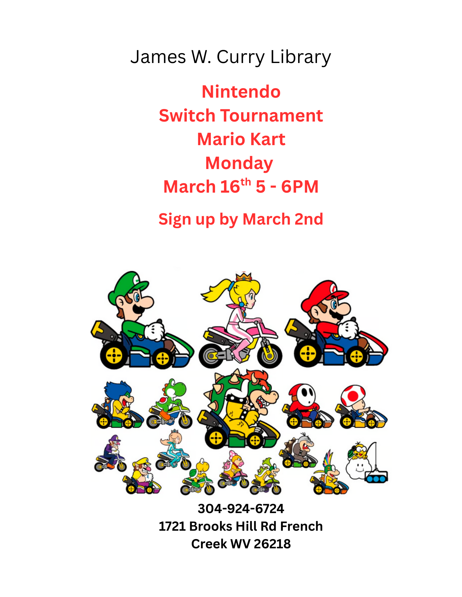 Mario Kart Monday at James Curry Library