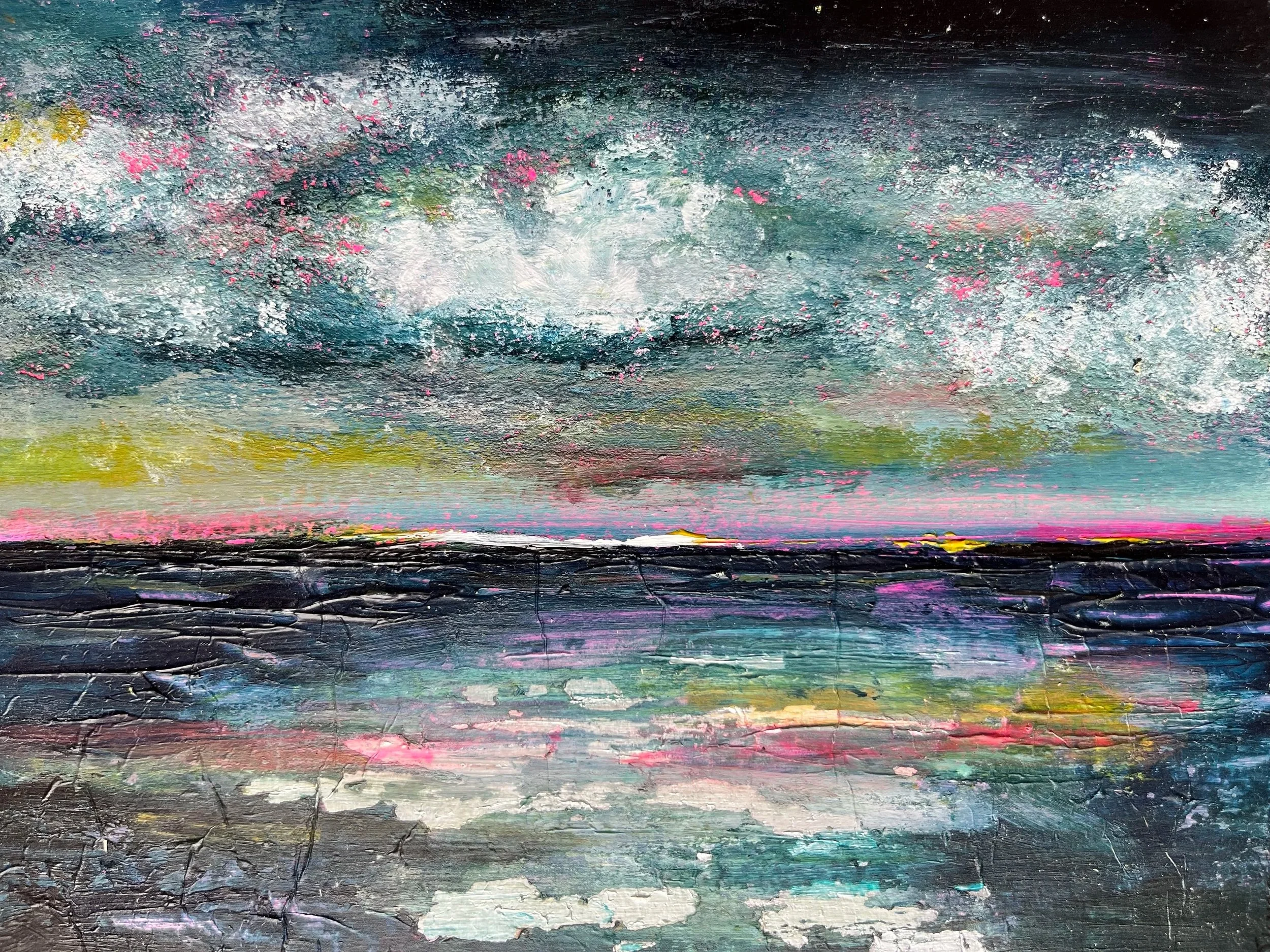 Colorful ocean | mixed media on paper | 13x18 cm