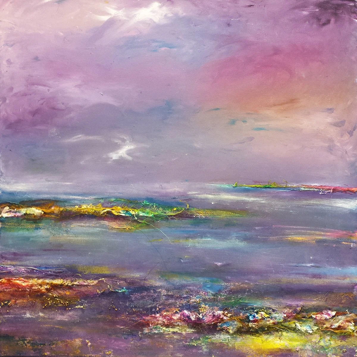 Autumn waters | mixed media on canvas | 60x60 cm