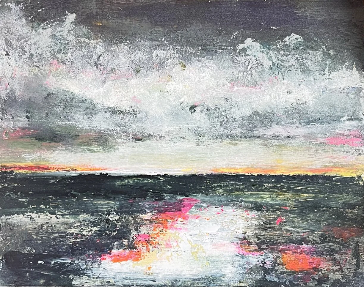 Pink water | mixed media on paper | 13 x18 cm