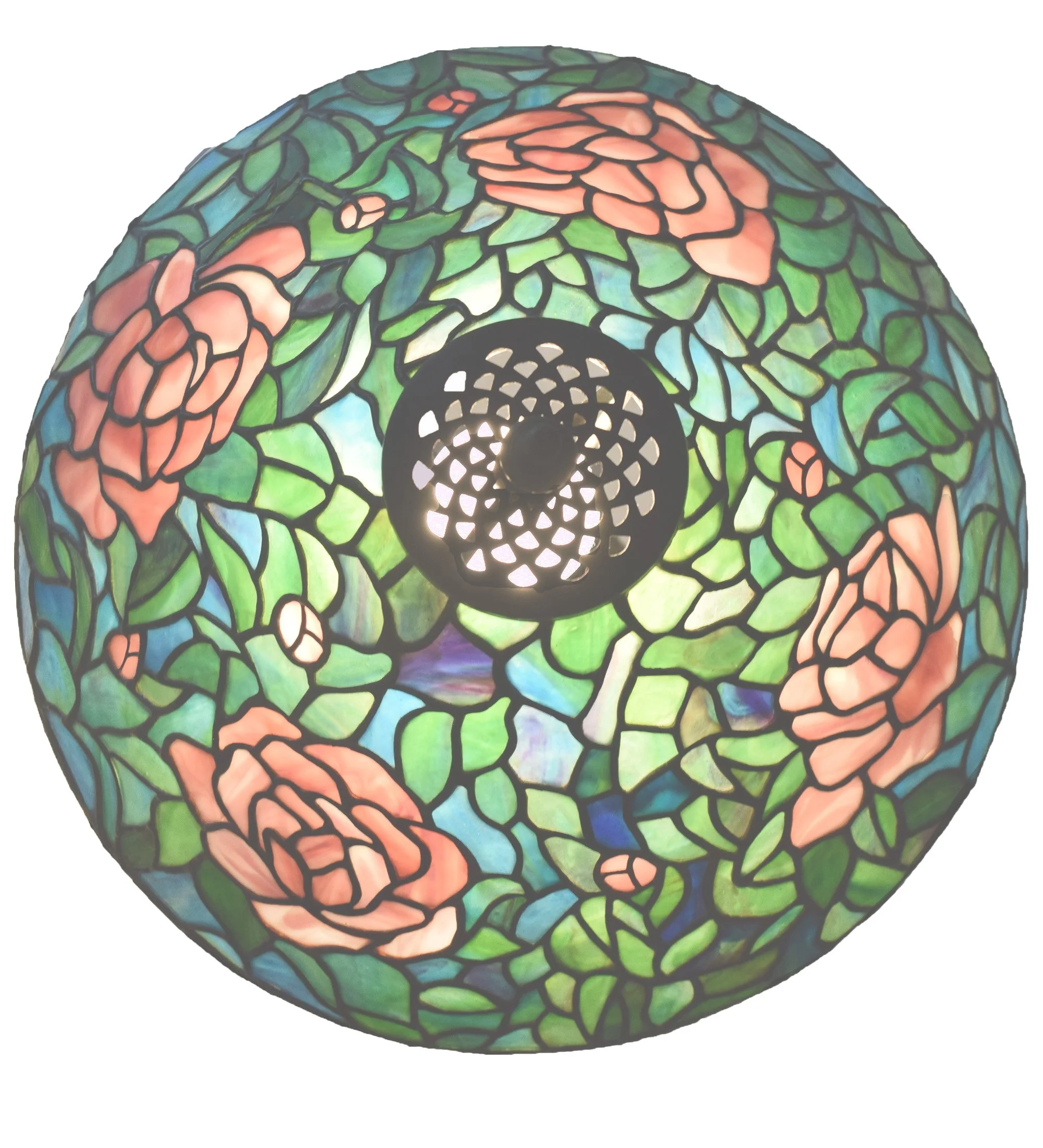 handmade Tiffany style lamp peonies opalescent organic design