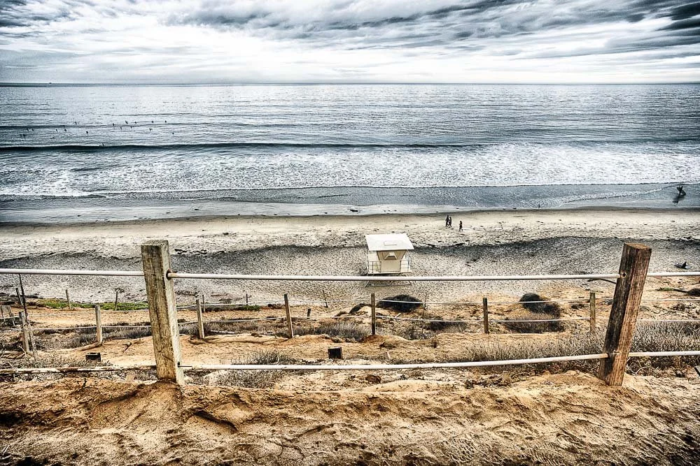 looking down from top towards ocean at beacons beach in encinitas california.jpg