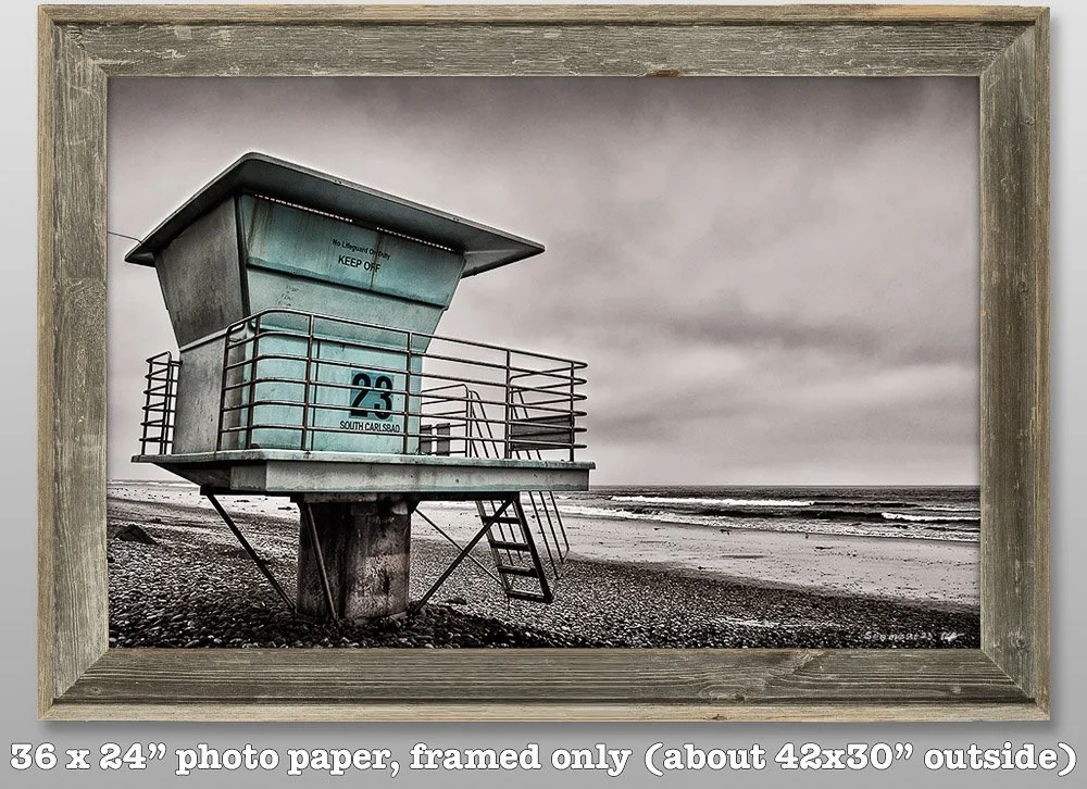 lifeguard tower 23 at 24x36%22 in barnwood frame.jpg