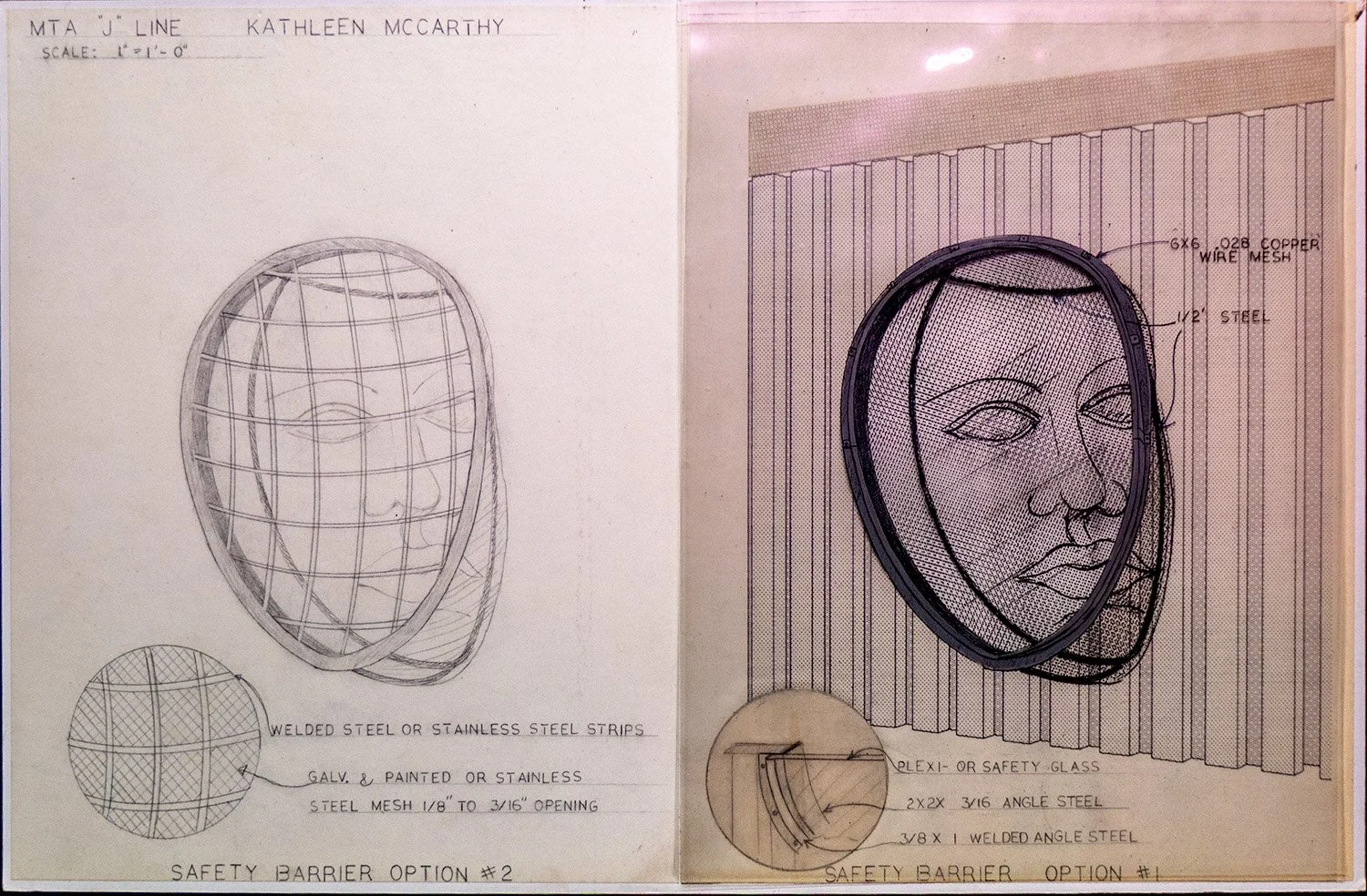 Proposal for Five Points of Observation, 1987, mixed media on acetate and paper, mounted on mat board, 17"x11"