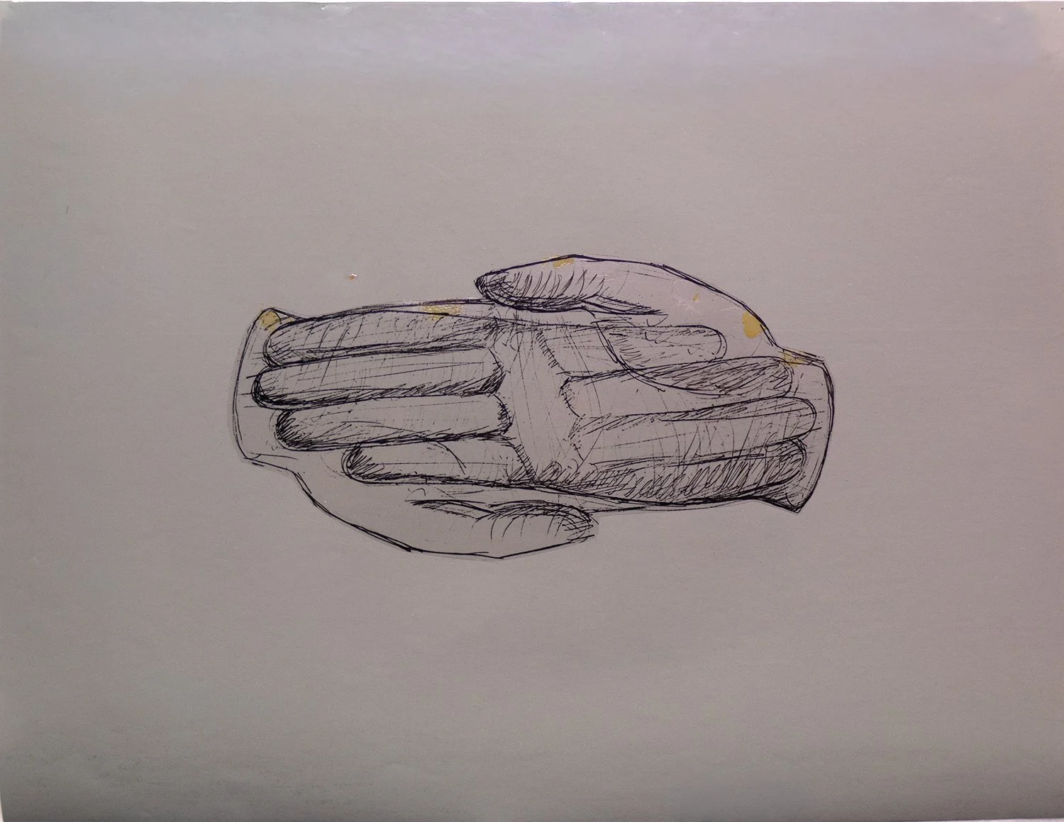 Untitled hands, ink on acetate on coated paper, 10"x13"