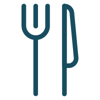 Simple line drawing of a person running outdoors.
