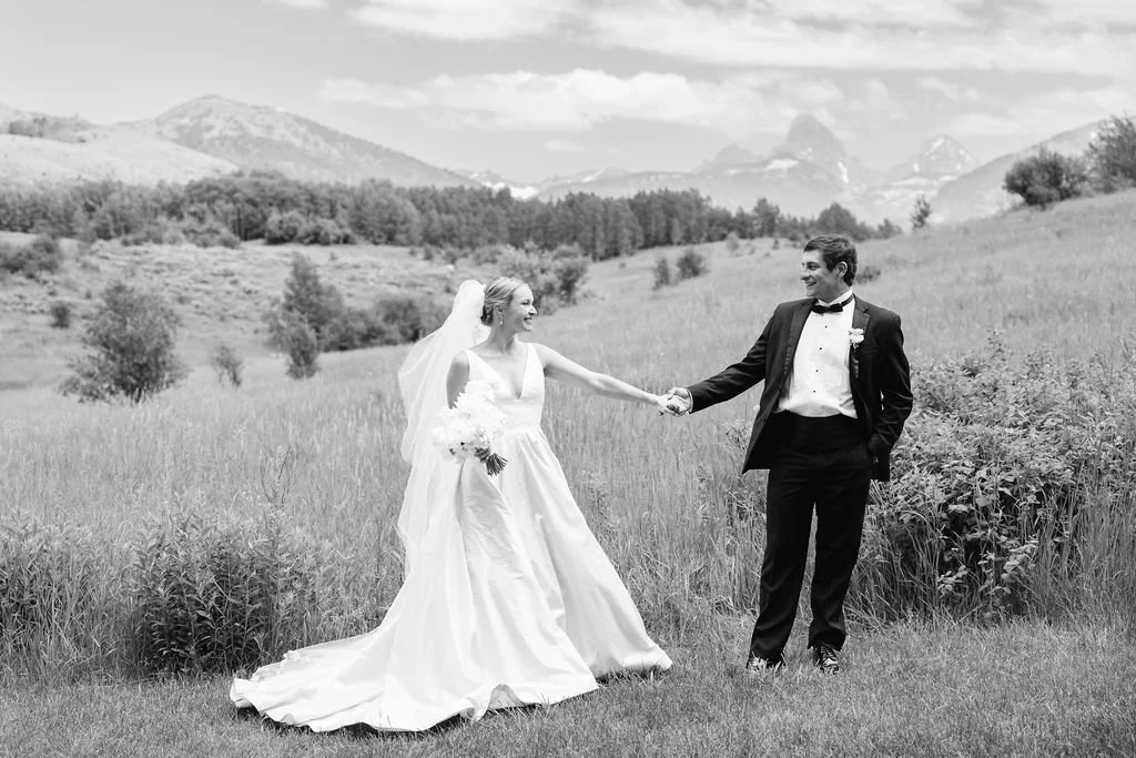 Summer wedding celebration set against the mountains of Teton Valley