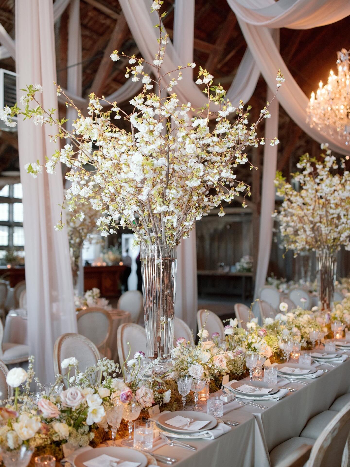 A real life fairytale at Santa Lucia Preserve. Soft spring tones, rich texture, romantic movement in the draping, and the dreamiest lighting sweeping over the dance floor. Though the palette leaned calm and neutral, thoughtful touches of deep purple 