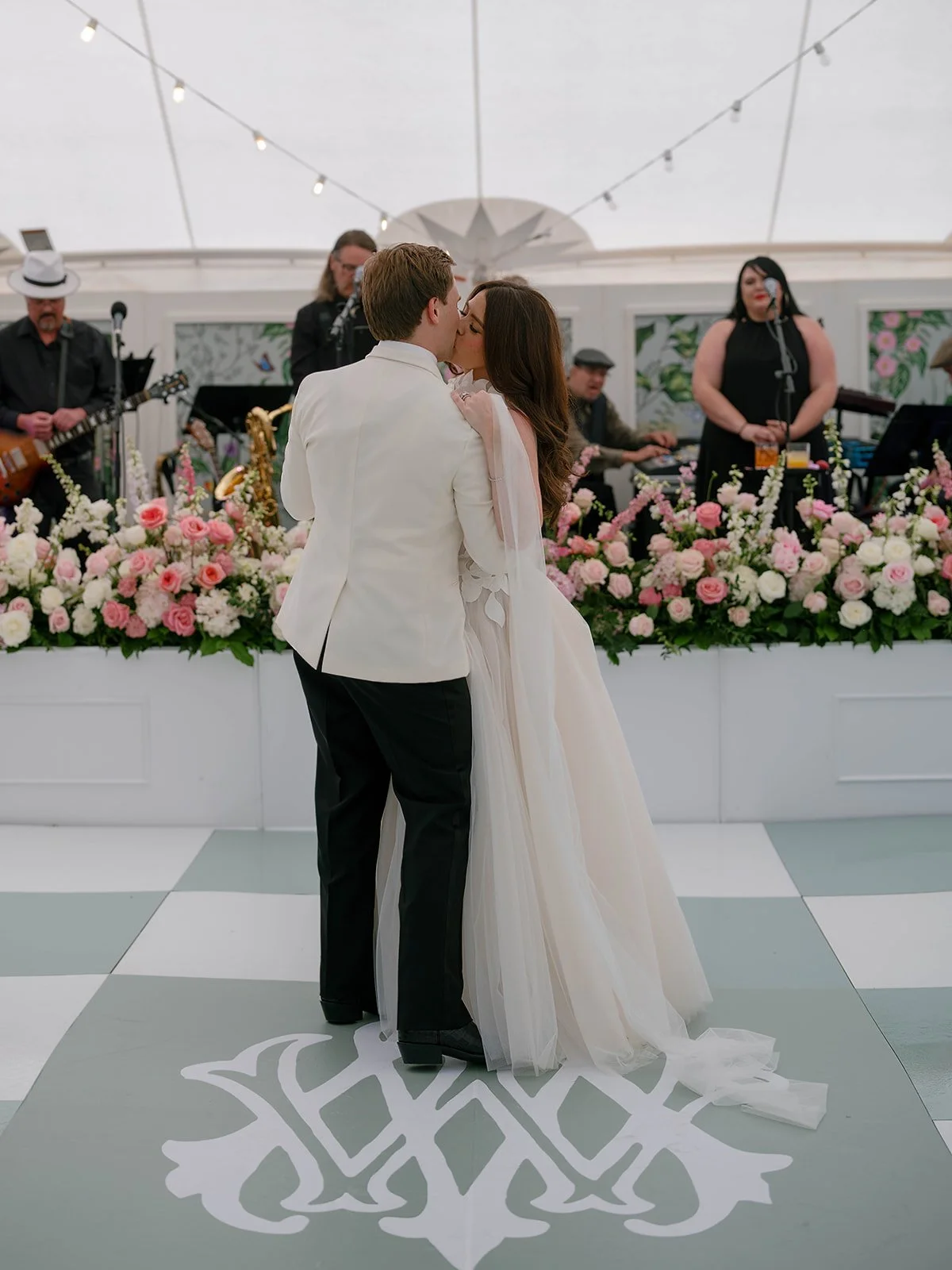 Custom dance floor at wedding by Atwood Design