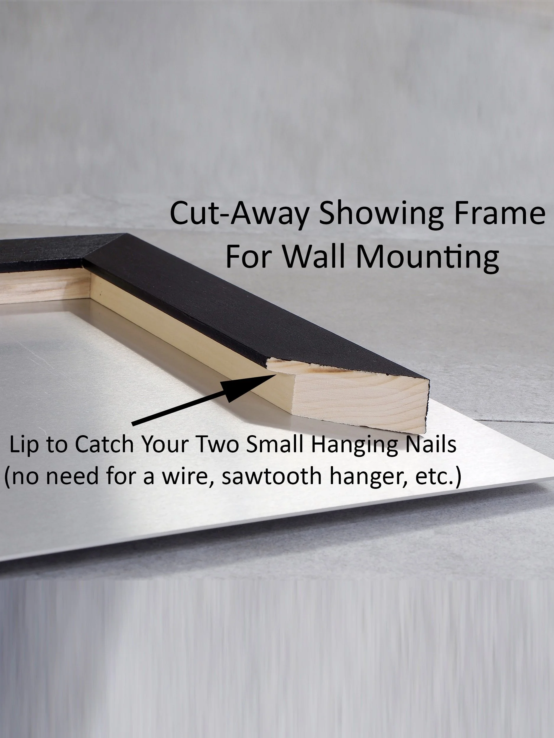 cut-away frame image showing hanging details