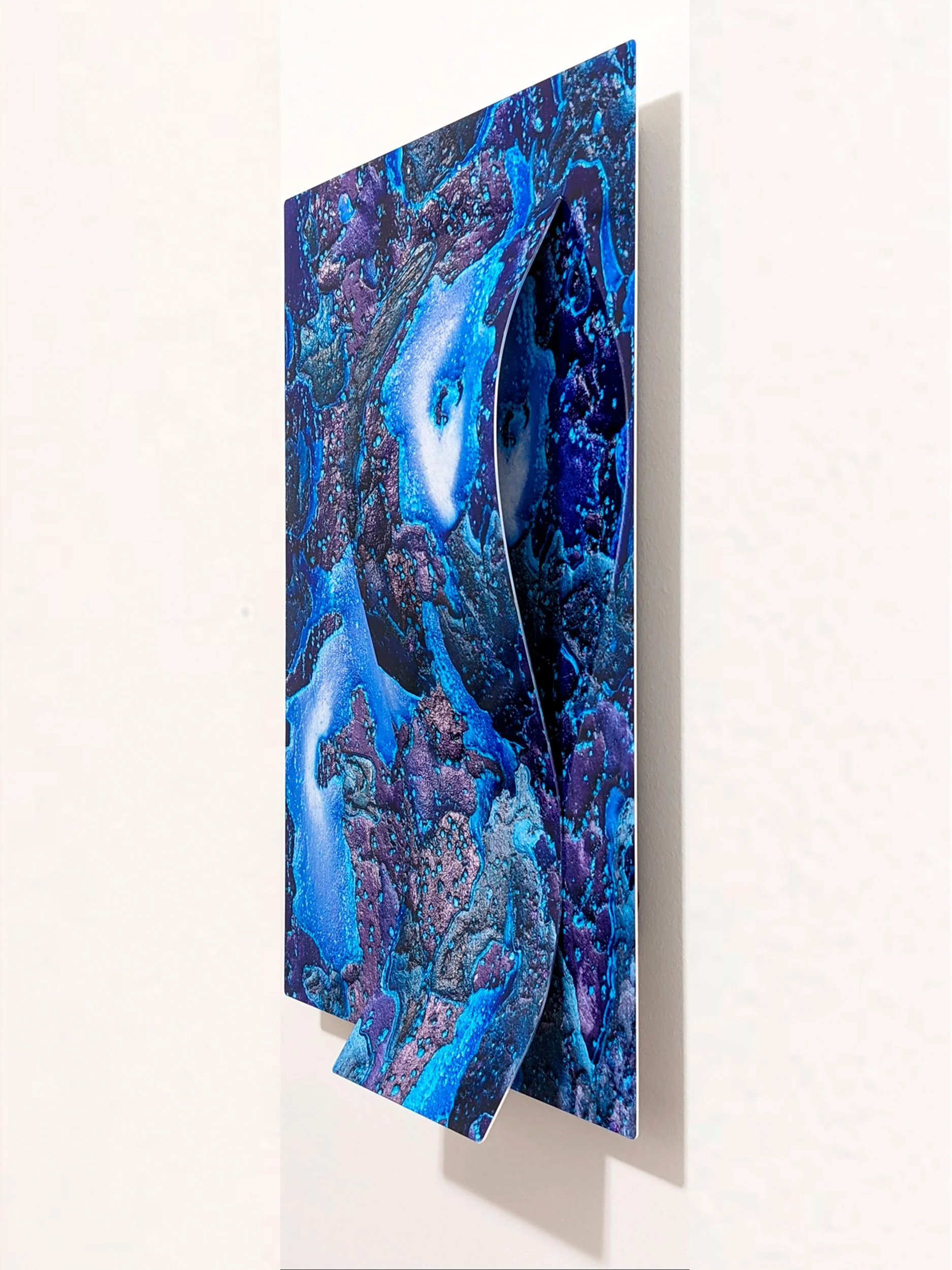 side view of color-altered image of Chinese Elm bark