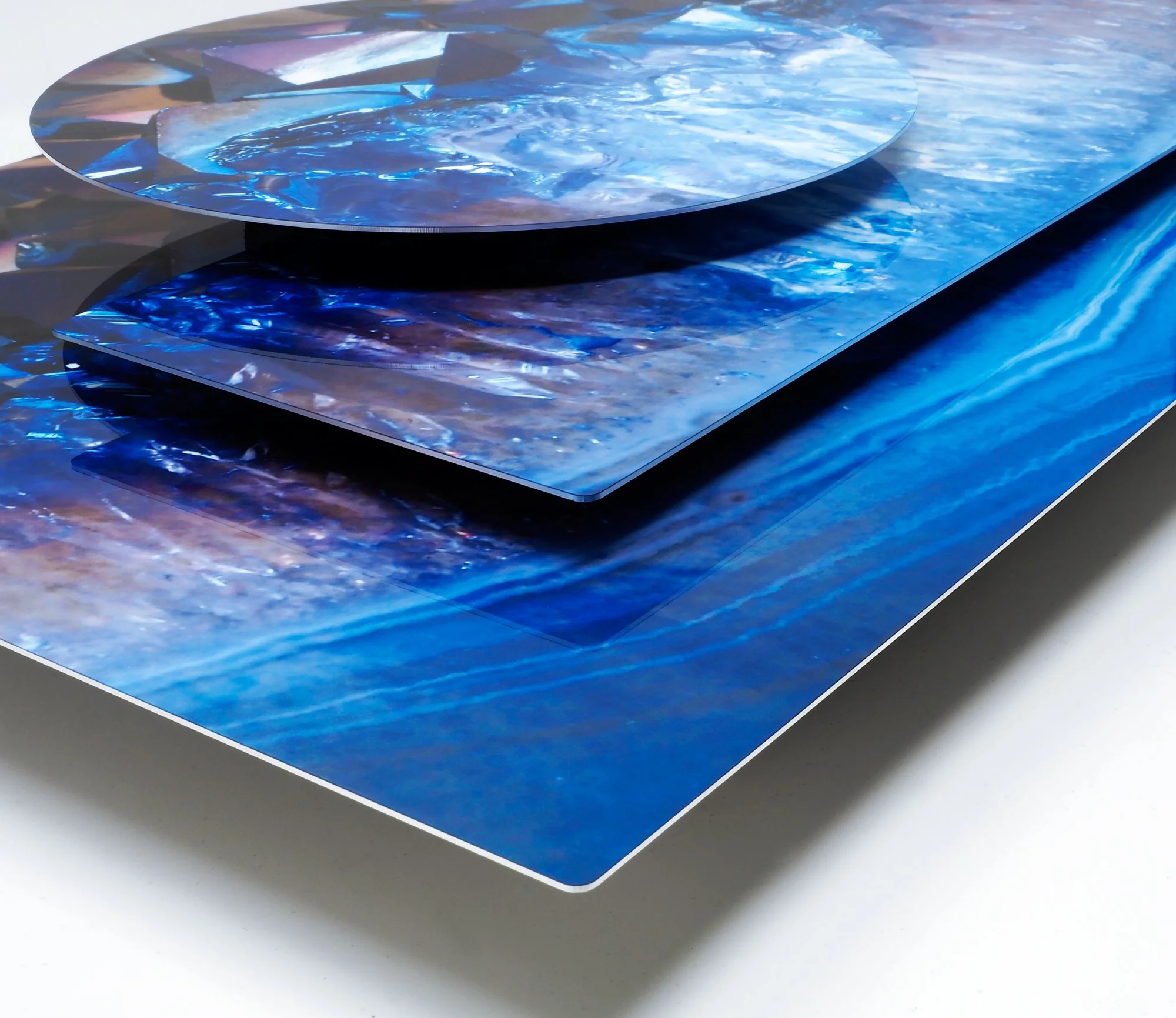 corner image of sculptural Image of titanium-coated amethyst