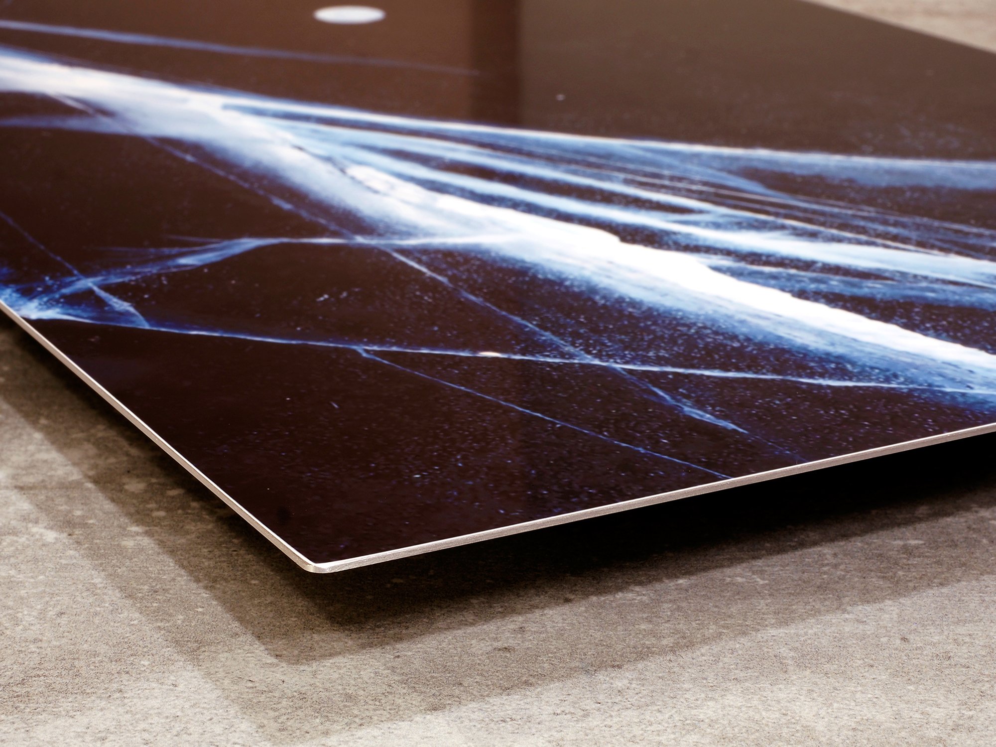 side view of image of fractured pond ice