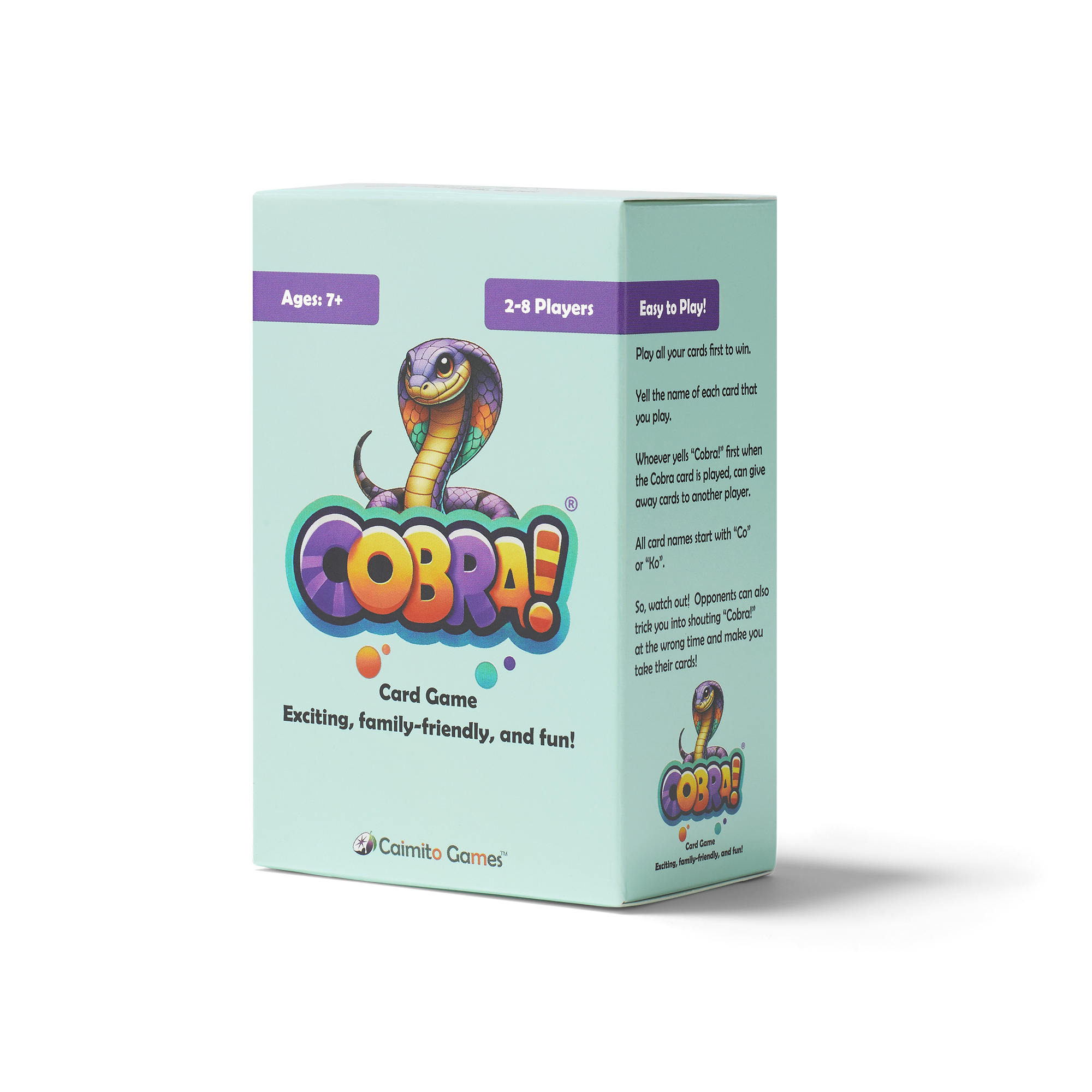 Cobra! Card Game – by Caimito Games – Family-friendly, Fun for Kids Ages 7+, Teens, and Adults!  Easy to Learn.  Loads of Laughs.  Perfect for a Game Night.