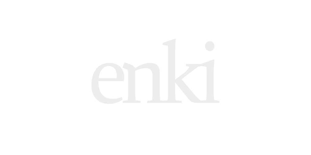 Text with the word 'enki' in gray lowercase letters on a black background.