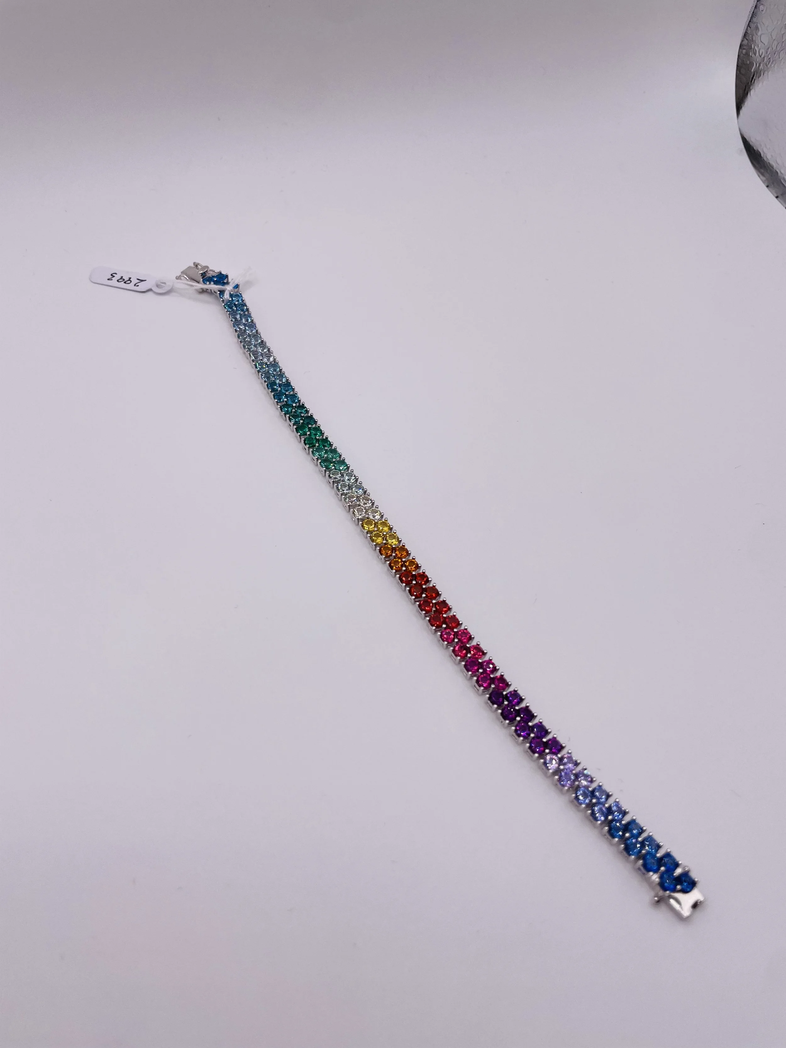 Rainbow Tennis Bracelet, Set in Silver