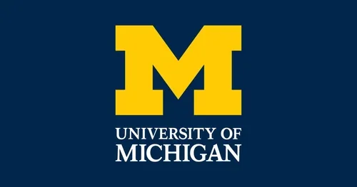 University of Michigan logo with a yellow block M and blue background