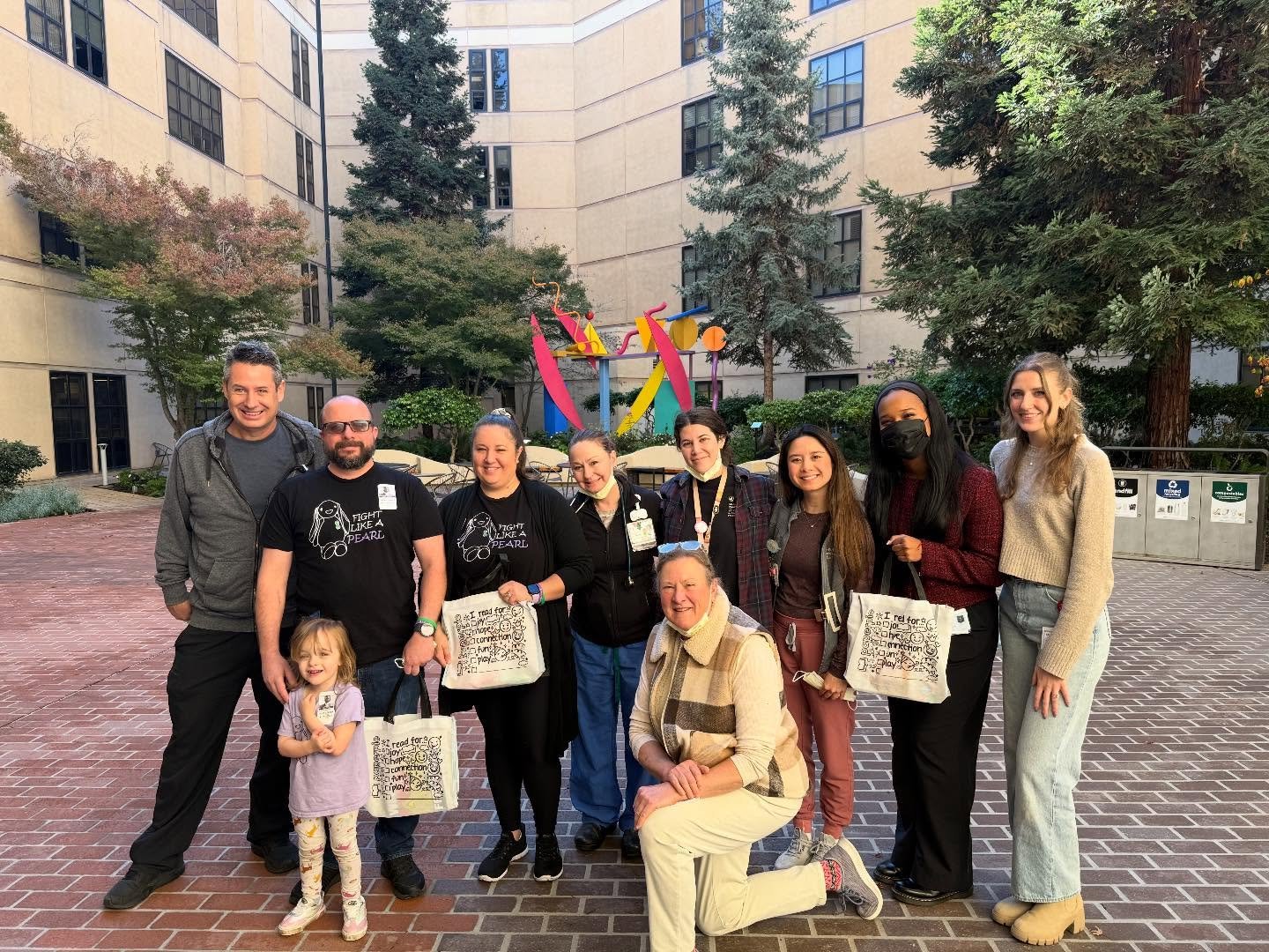 Today we dropped off the bags of Hope to Stanford Children&rsquo;s Oncology team. At both the Bass Center and the fifth floor Oncology unit, children who are fighting cancer will receive a Hope Bag full of books and a few toys. As well as a small not