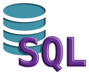Icon of stacked database cylinders with the letters 'SQL' in purple in front.