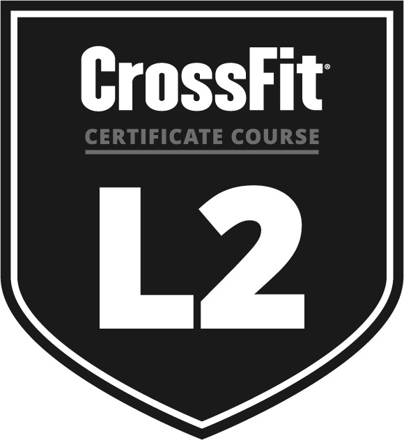 CrossFit certificate course badge with large L2 and smaller text indicating level 2 certification.