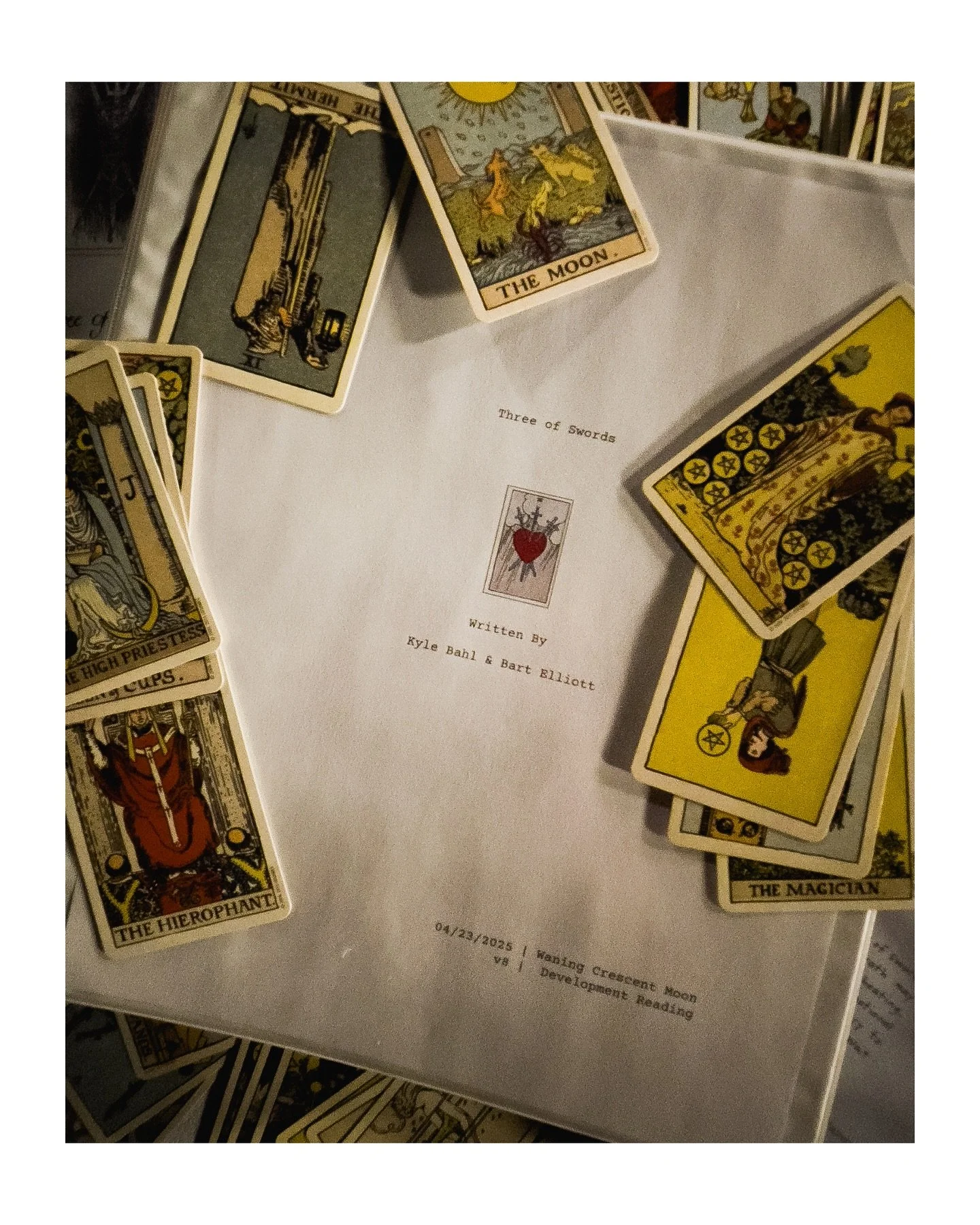 ❤️&zwj;🔥🔮🎞️The 1st development reading for our feature film 𝘛𝘩𝘳𝘦𝘦 𝘰𝘧 𝘚𝘸𝘰𝘳𝘥𝘴 was an exciting milestone. &thinsp;
Big thanks to all the actors and artists for joining us. &thinsp;
More to come soon! &thinsp;
#makingmovies &thinsp;
📸: @