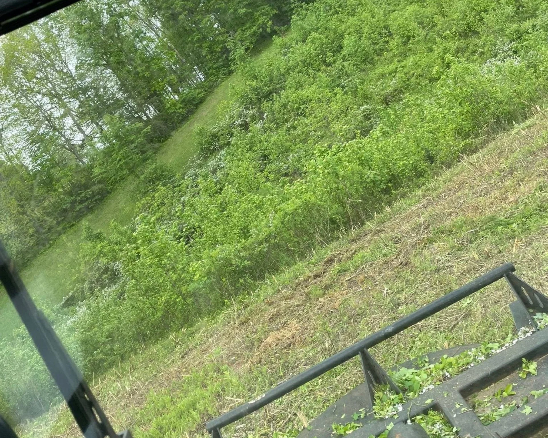 Brush hogging overgrown field to prepare property for sale in Walling, TN