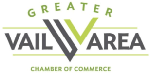 Greater Vail Area Chamber of Commerce logo with green and black text and design elements.