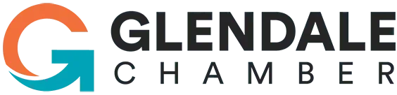 Logo of Glendale Chamber with a stylized letter G and C in orange and blue.