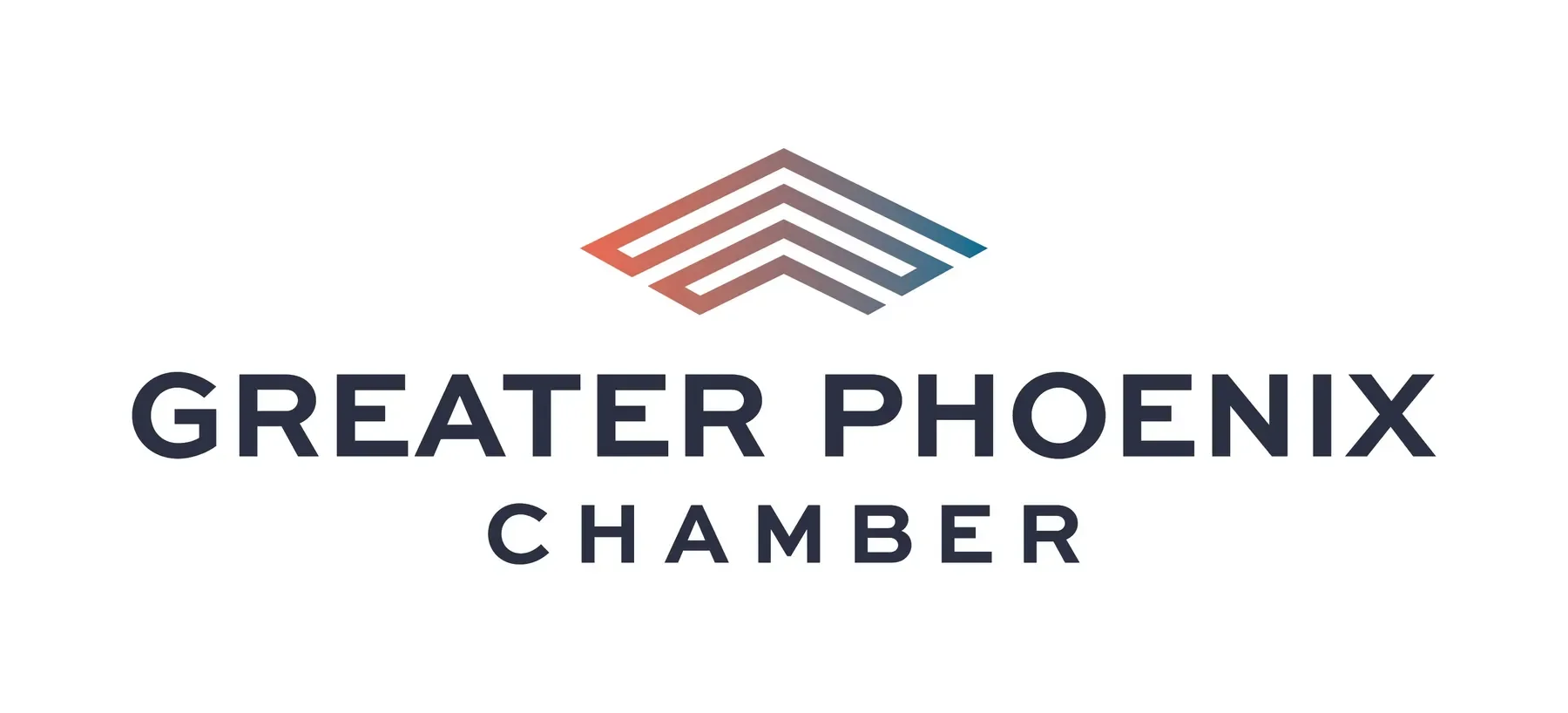 Logo of the Greater Phoenix Chamber, featuring a stylized geometric phoenix symbol above the text 'Greater Phoenix Chamber' in bold dark font.