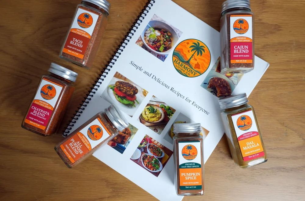 Colorful whole foods arranged for meal prep