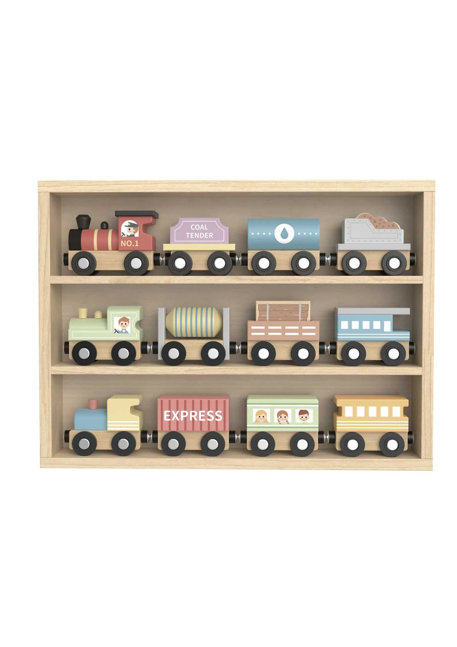 Wooden Train and Carriage Set