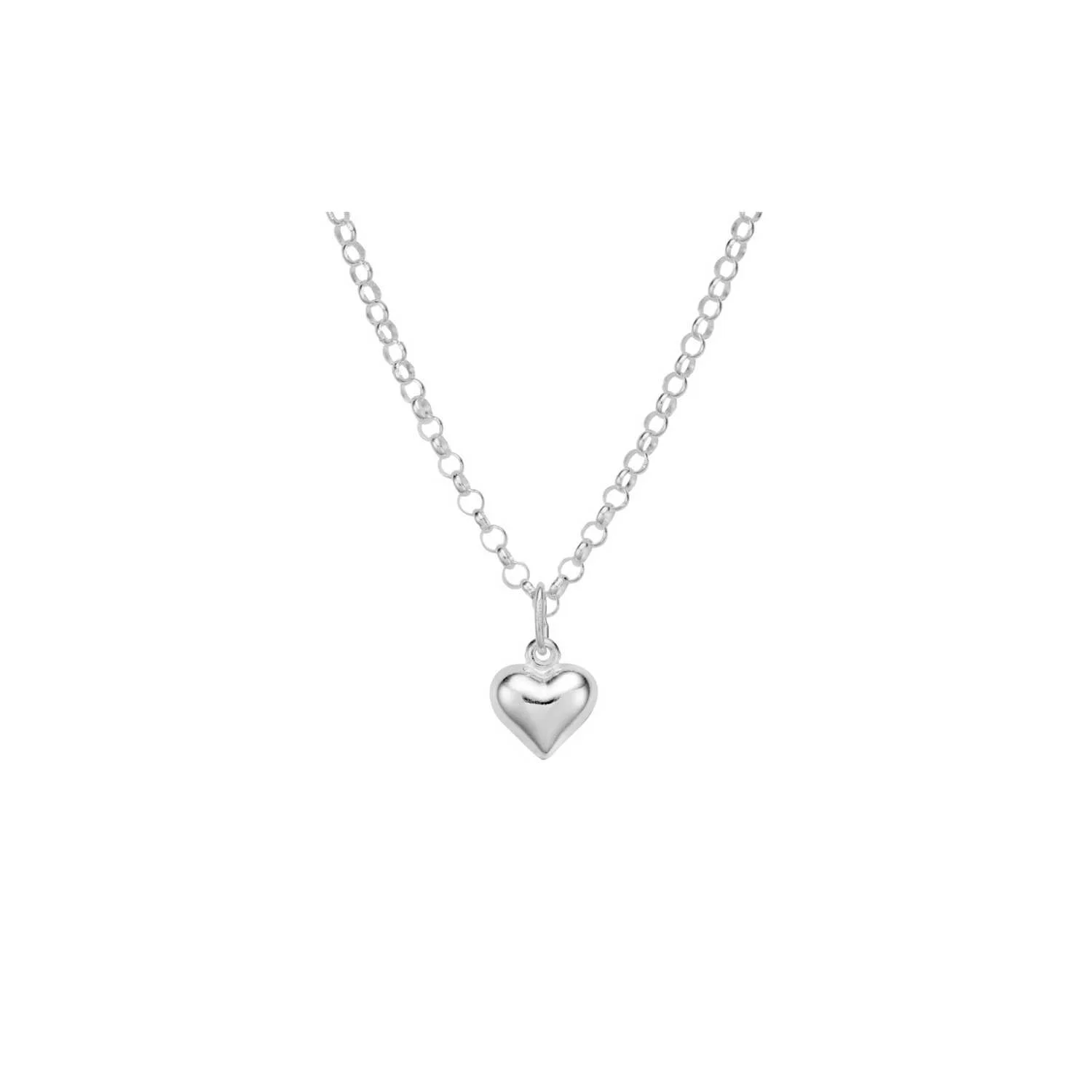 Heart Pendant Chain Necklace Silver