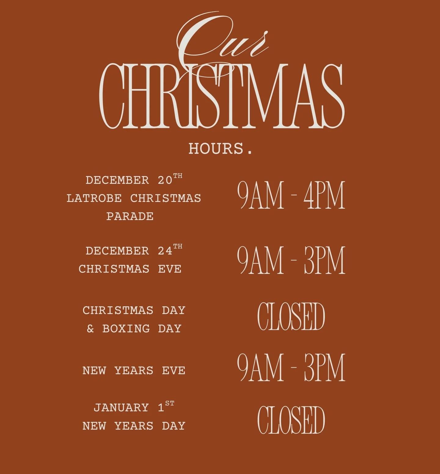✨ CHRISTMAS HOURS ✨
We will be open 9am - 4.30pm every other day from now until the new year 🎄 #reliquaire