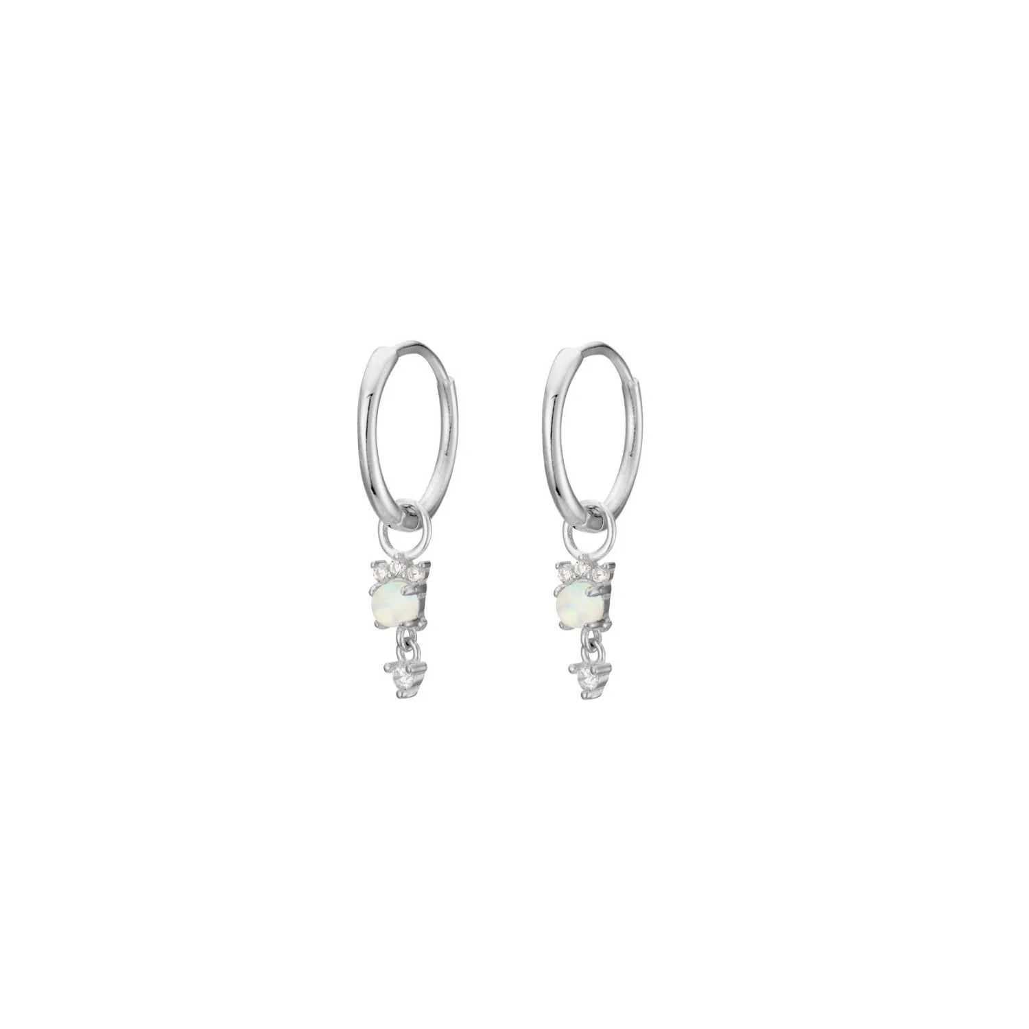 Blue Opalite Huggie Earrings Silver