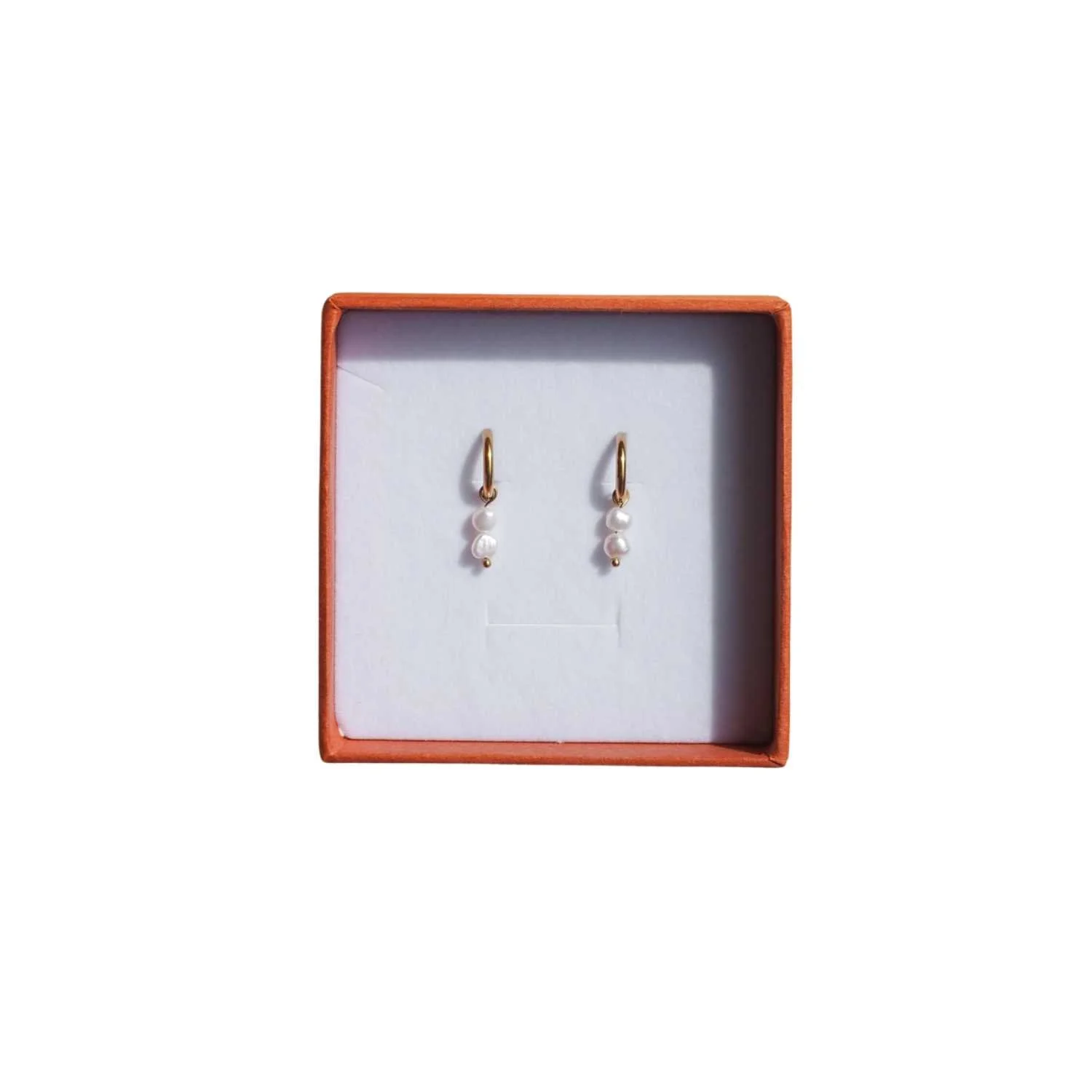 18K Gold Freshwater Pearl Hoops Stack Double