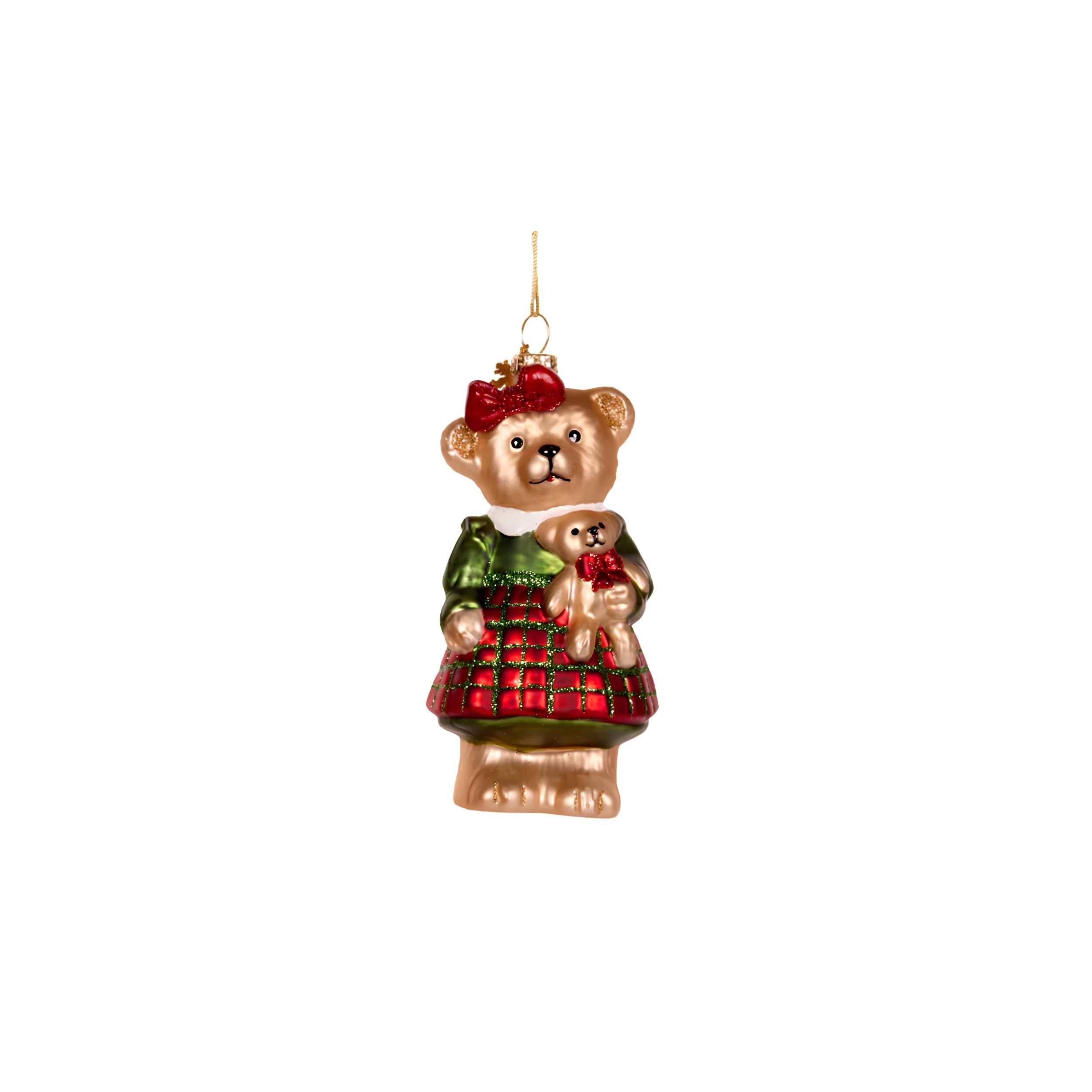 Girl Bear Glass Ornament
