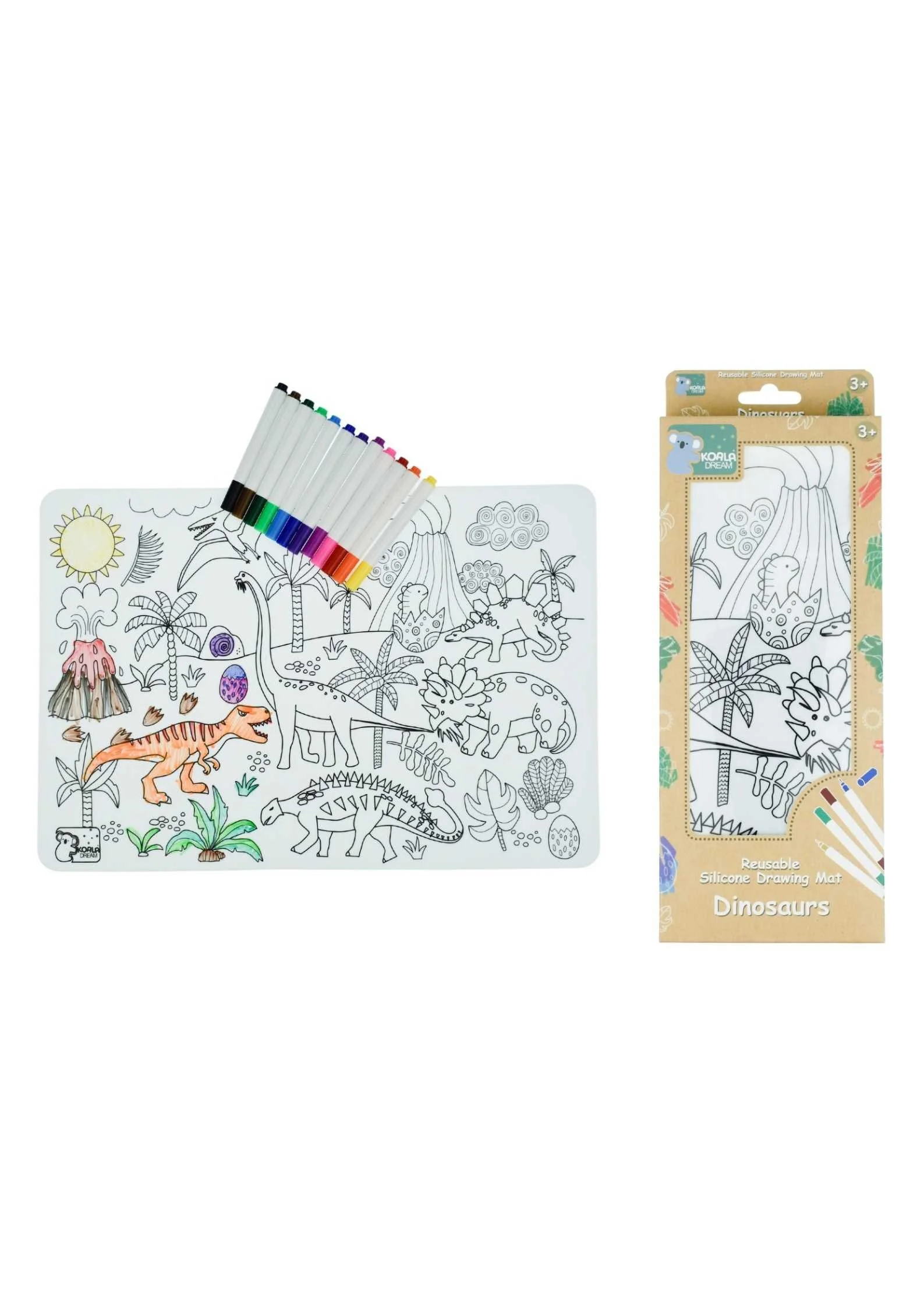 Reusable Silicone Drawing Mat - Dinosaurs